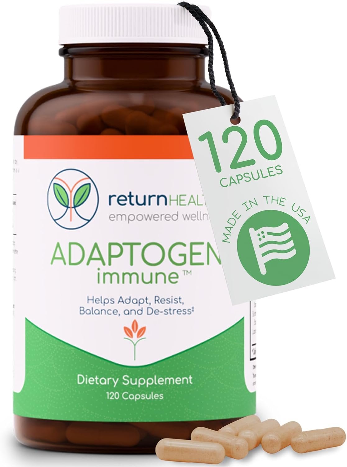 Adaptogen Immune, Adaptogens Supplements, Ashwagandha Supplements with Siberian Ginseng, Astragalus Root, and More – Promotes Healthy Body Functioning – Stress Relief Supplement, 120 Capsules