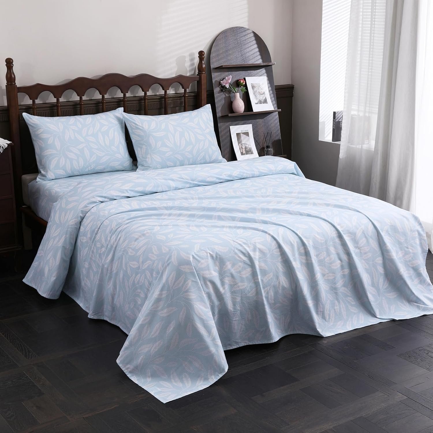 100% Cotton King Sheet Set Floral Percale Sheets 4PC