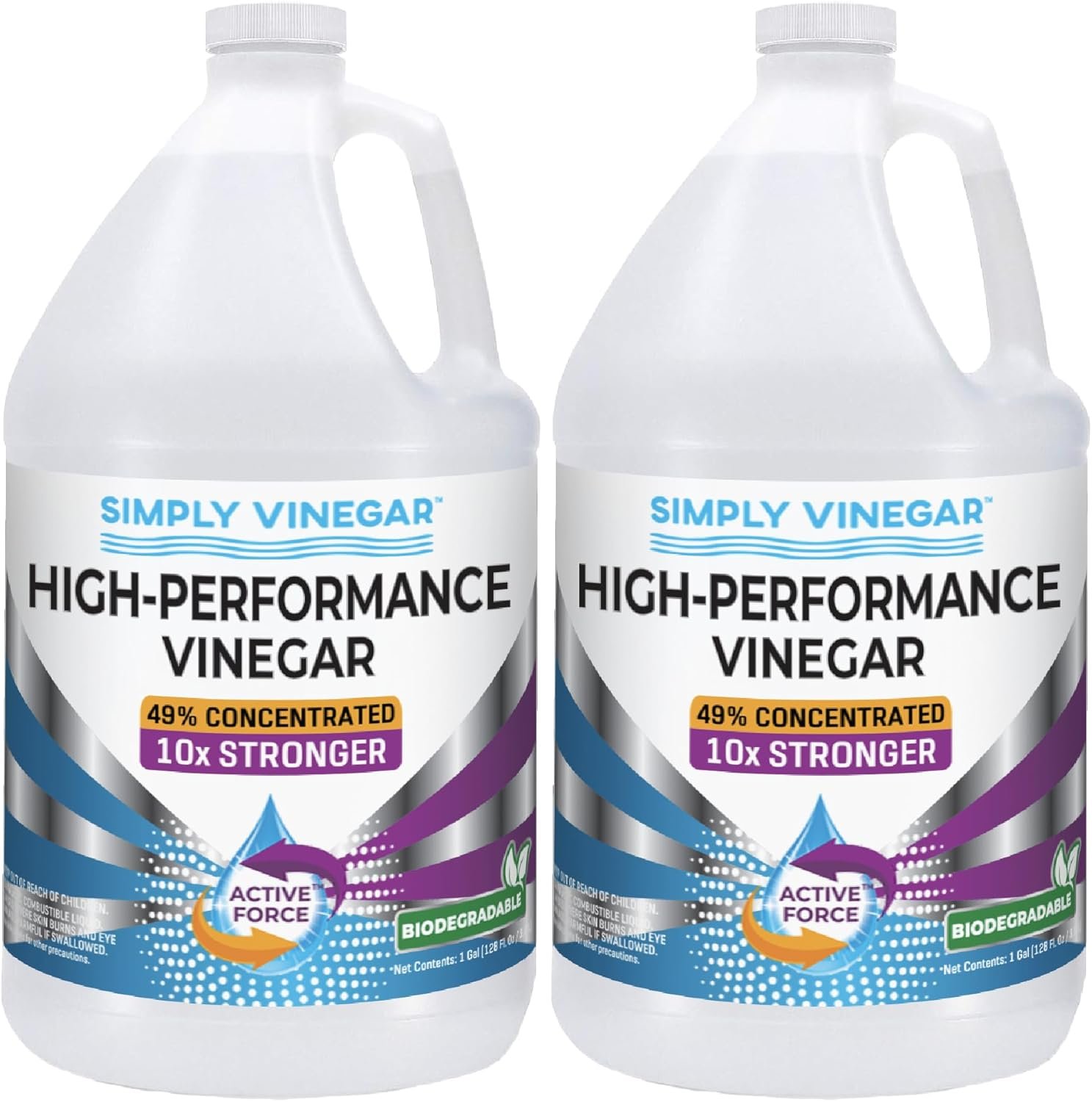 Simply Vinegar Industrial Strength 49% Vinegar, 1 Gallon, Pack of 2