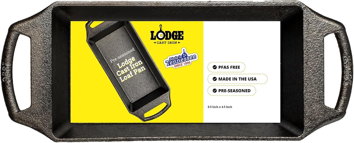 Lodge Pre-Seasoned Cast Iron Loaf Pan, PFAS-Free, 8.5 Inches