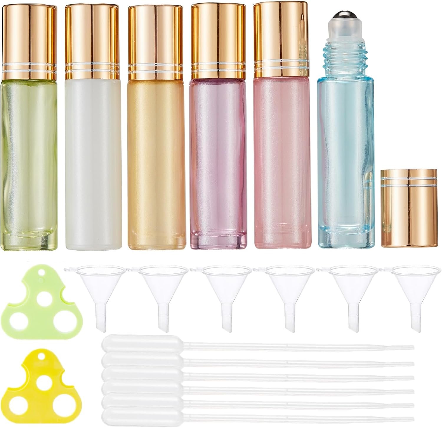 Qeuly 6Pcs Roller Ball Applicator, 10ml Roll on Bottles for Essential oils