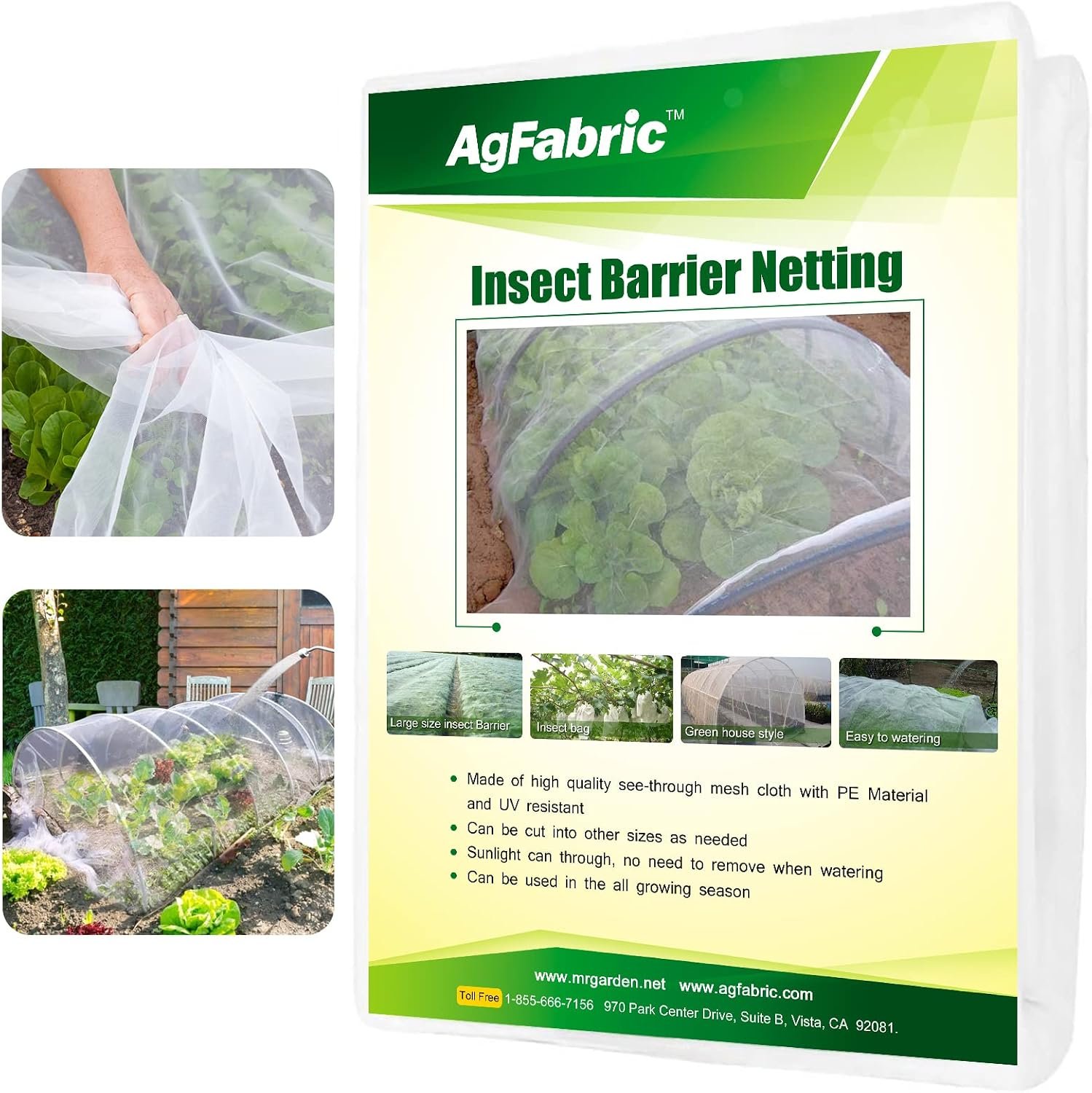 Agfabric Garden Netting 16’x30′ Insect Pest Barrier Bird Netting for Garden Protection,Row Cover Mesh Netting for Vegetables Fruit Trees and Plants,White
