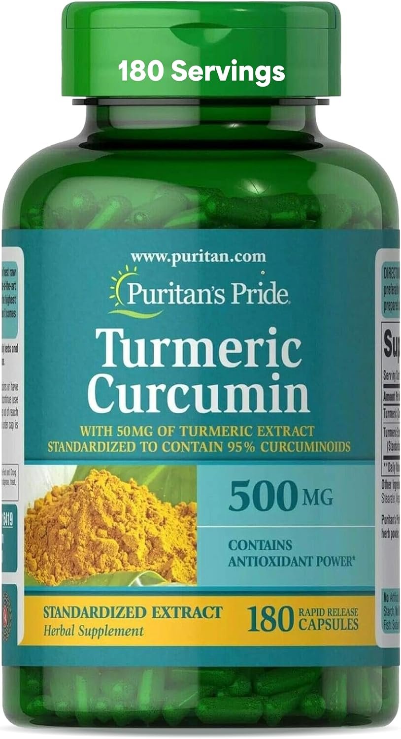 Puritan’s Pride Turmeric Curcumin 500mg, 180 Rapid Release Capsules