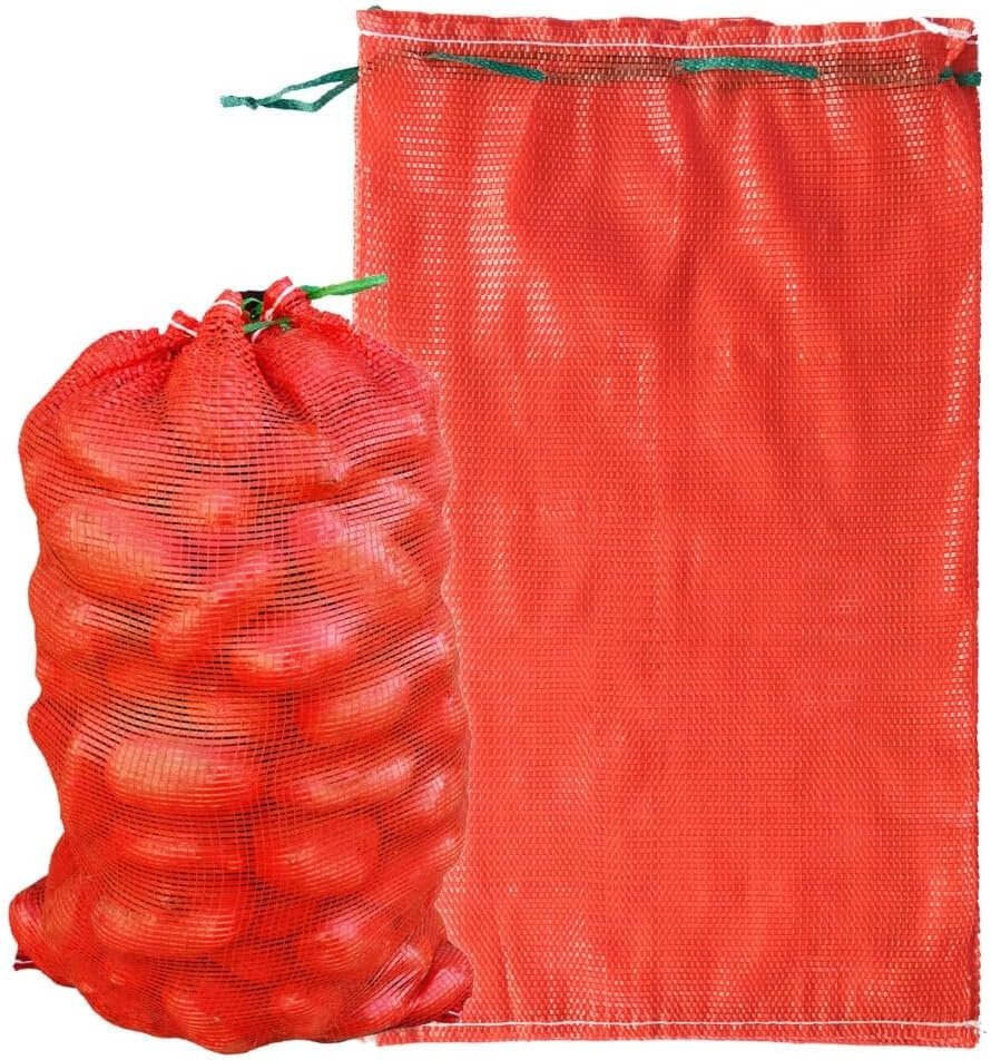 50pcs Extra Large Mesh Produce Bags 60 lbs Reusable Onion Sacks Vegetable Storage Bags Washable Net Bag 21” x 32” for Onion Potato Firewood Crawfish, Pack of 50