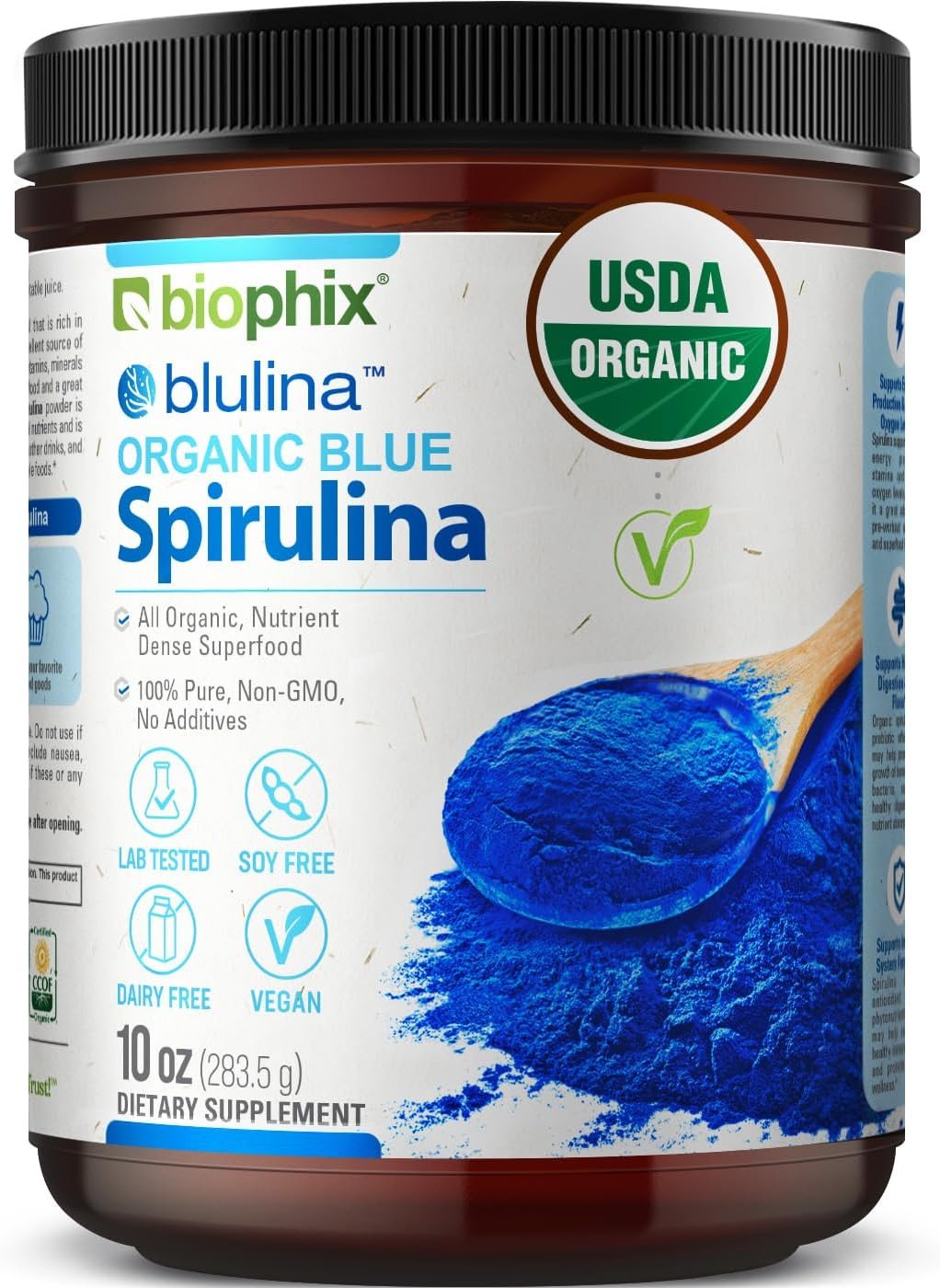 biophix Blue Spirulina Powder Organic Blulina 10 oz – Algae Organic Spirulina Powder 283 Servings – Superfood Supplement – Natural Blue Pigment – Espirulina en Polvo Organica Pura Azul
