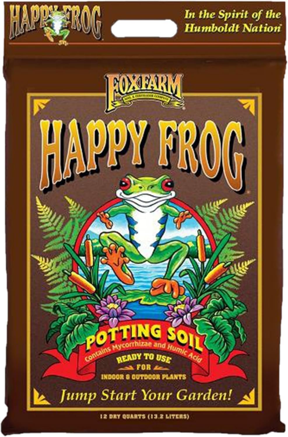 FoxFarm Happy Frog Potting Soil – Ready-to-Use Amended Container Blend with Soil Microbes, Earthworm Castings, Bat Guano, and Aged Forest Products for Indoor & Outdoor Plants – 12 Quart