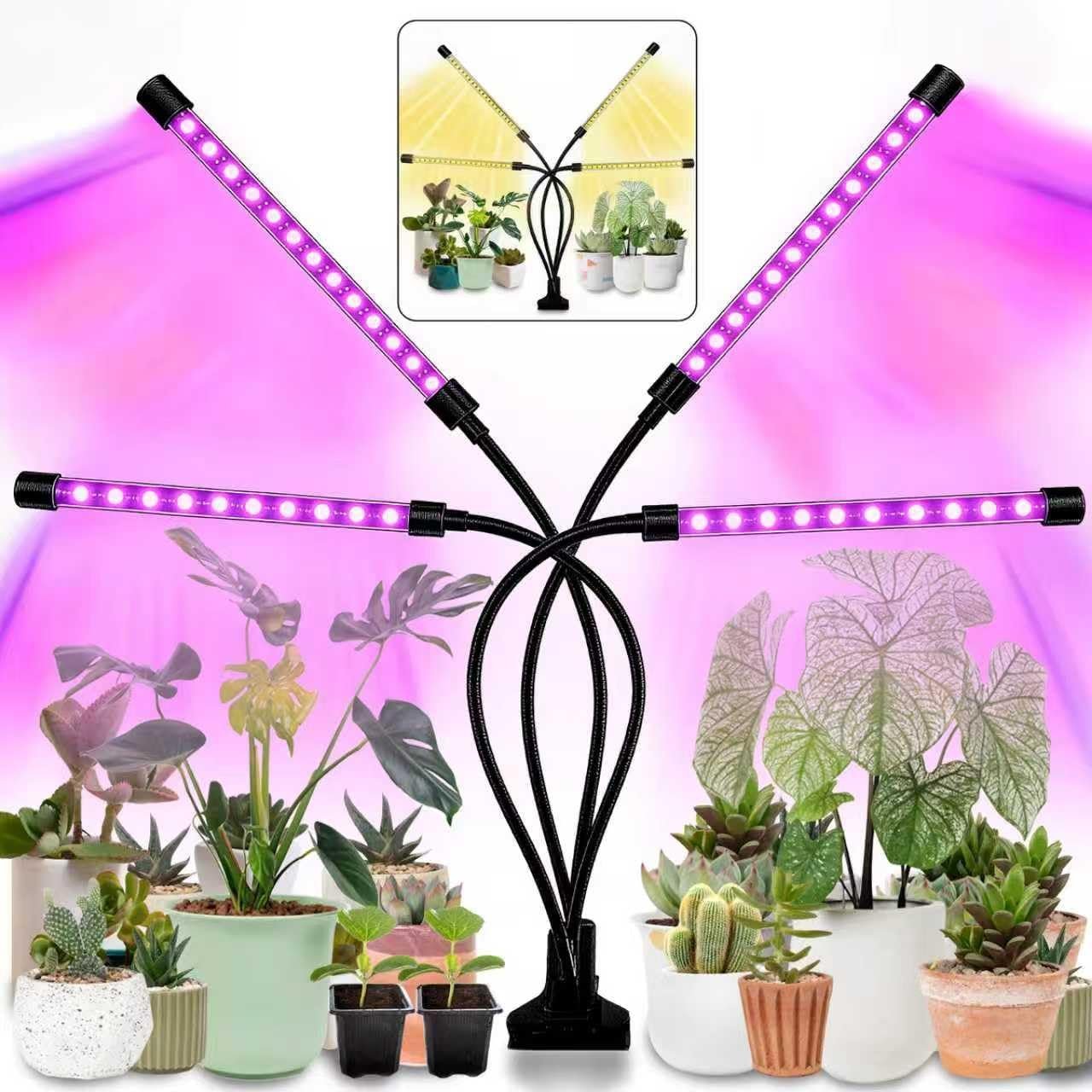 LEOTER Grow Light for Indoor Plants – Upgraded Version 80 LED Lamps with Full Spectrum & Red Blue Spectrum, 3/9/12H Timer, 10 Dimmable Level, Adjustable Gooseneck,3 Switch Modes