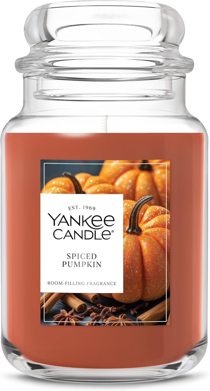 Yankee Candle Spiced Pumpkin, Fall Scented Candle, 22oz Large Jar with up to 150 Hour Burn Time, Giftable