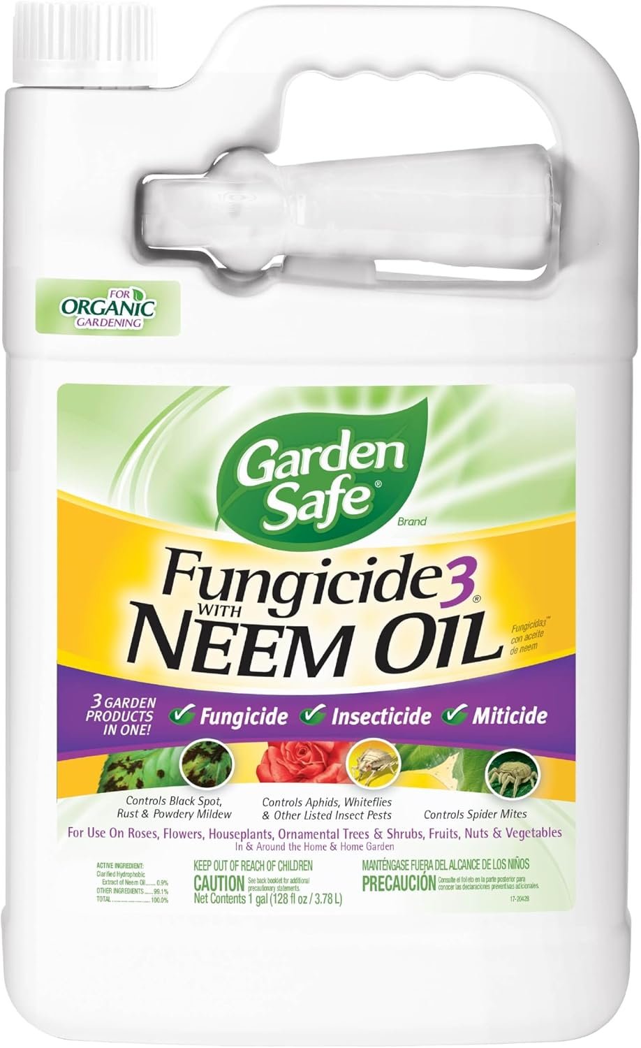 Garden Safe Brand Fungicide3 with Neem Oil, for Organic Gardening, 1 Gal
