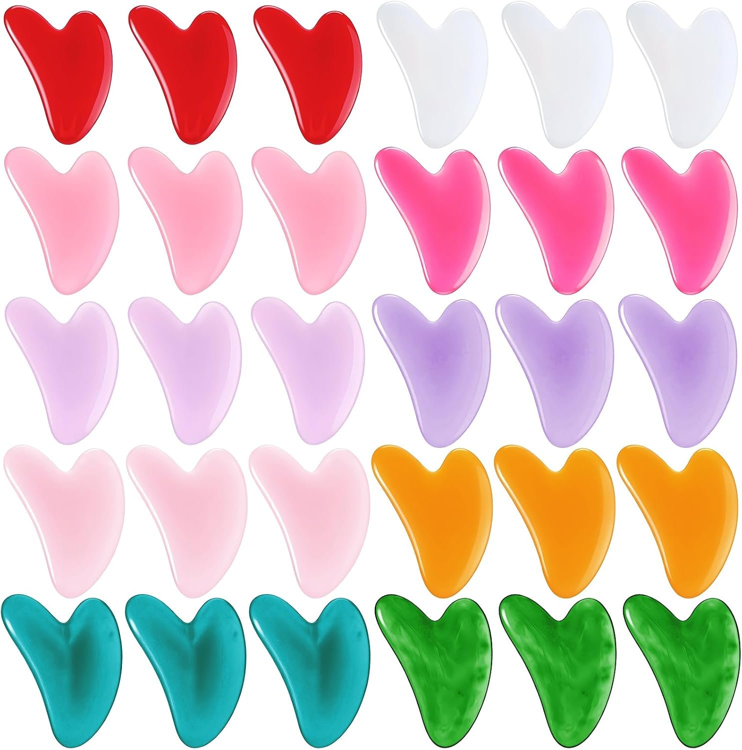 30 Pcs Gua Sha Bulk, Gua Sha Tools Bulk, Resin Heart Shaped Boards