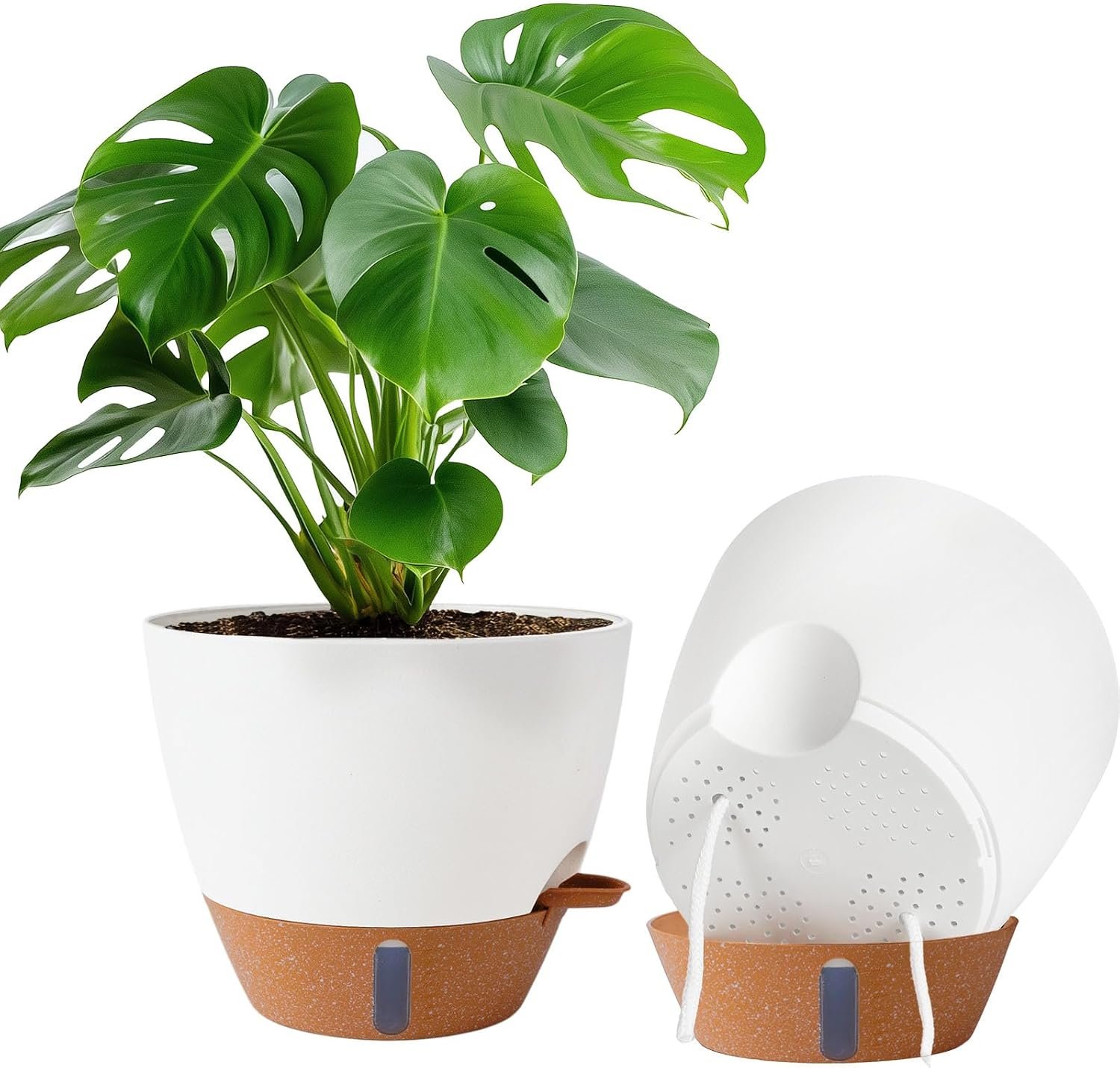 2 Pack 10 inch Plant Pots, Plastic Self Watering Planters