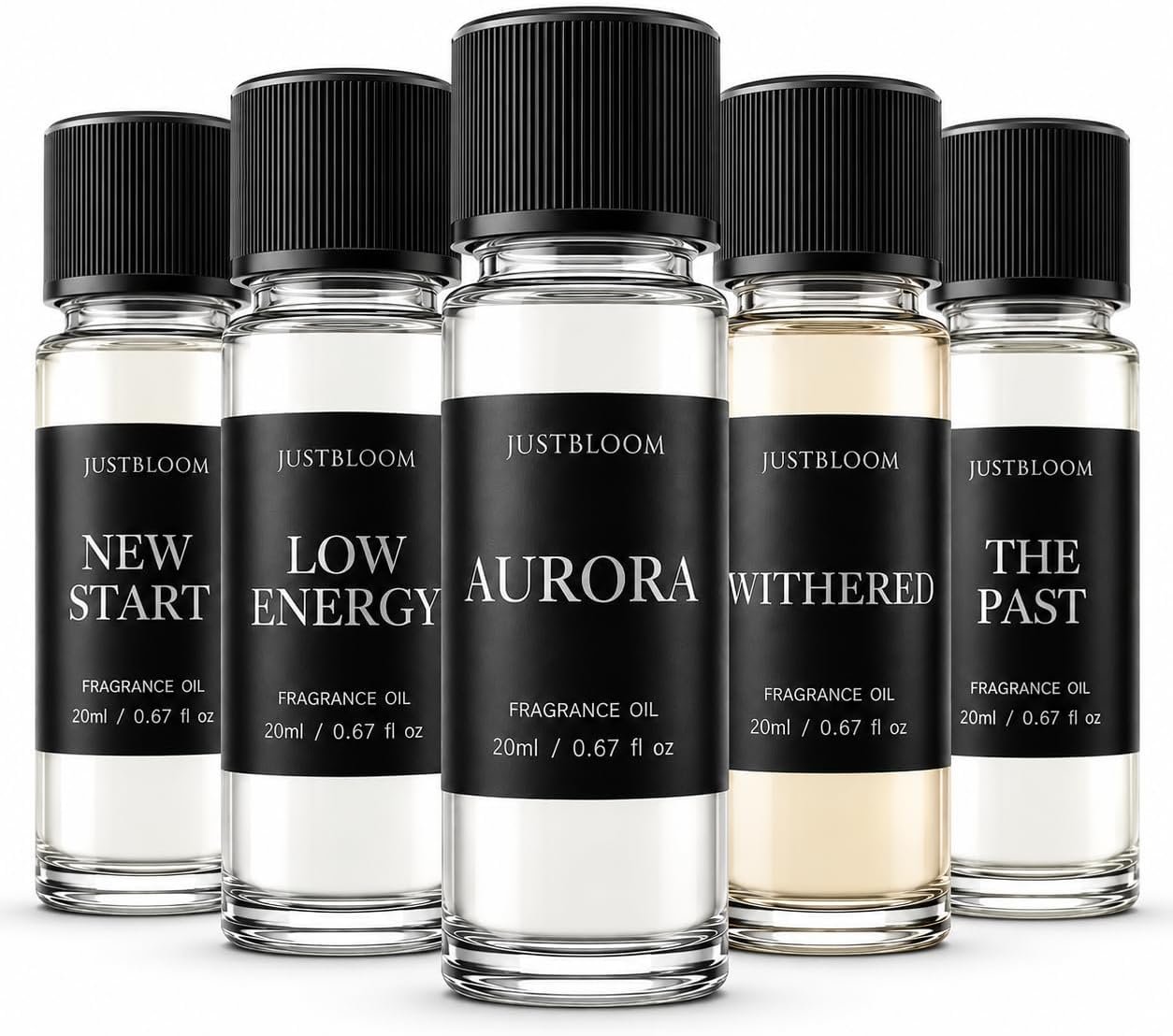 JustBloom Hotel Diffuser Oil Set, 5 Scents, 5 x 20 mL
