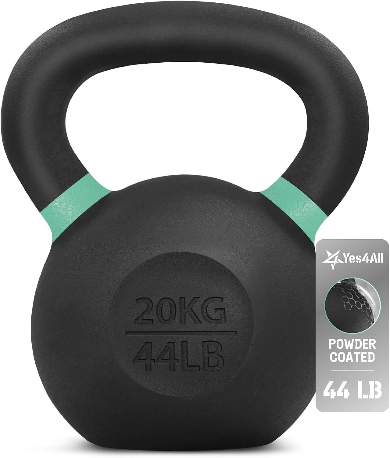 Yes4All Powder Coated Cast Iron Kettlebell, Single Deep Blue, 40 KG / 88 LB