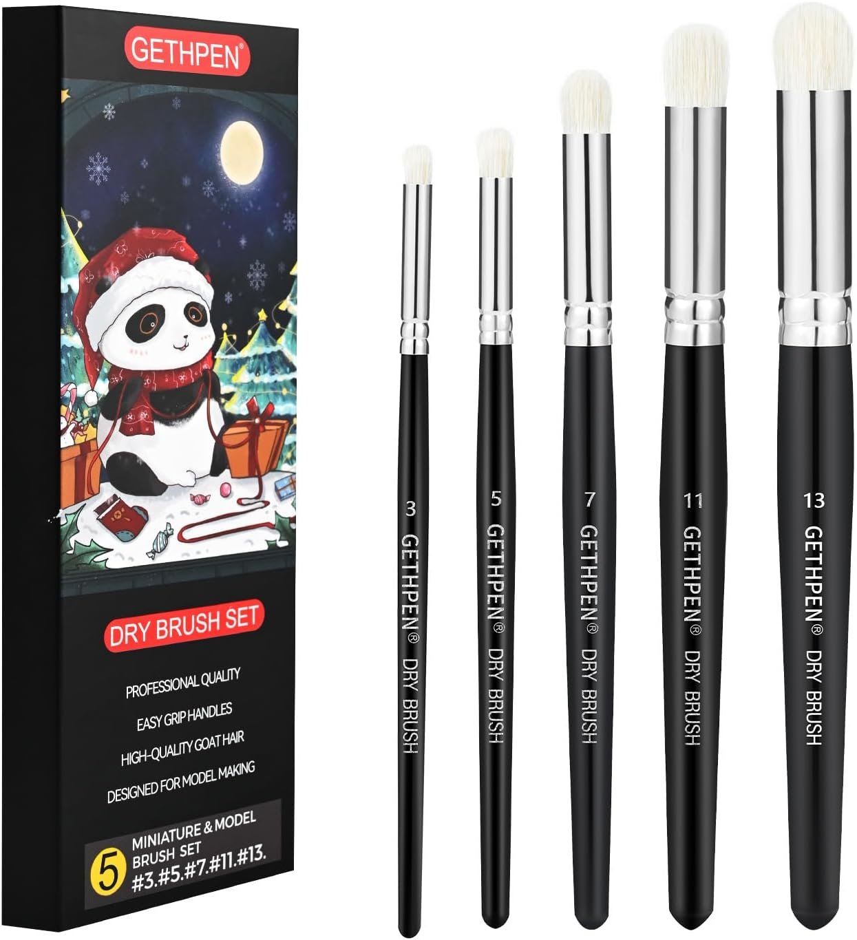 GETHPEN Drybrush Paint Brush Set, 5 Sizes Hobby Detail Paint Brushes