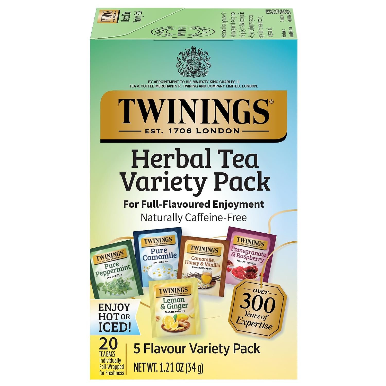 Twinings Herbal Tea Variety Pack, Assorted Tea Bags, 20 CT Box (1 Pack)