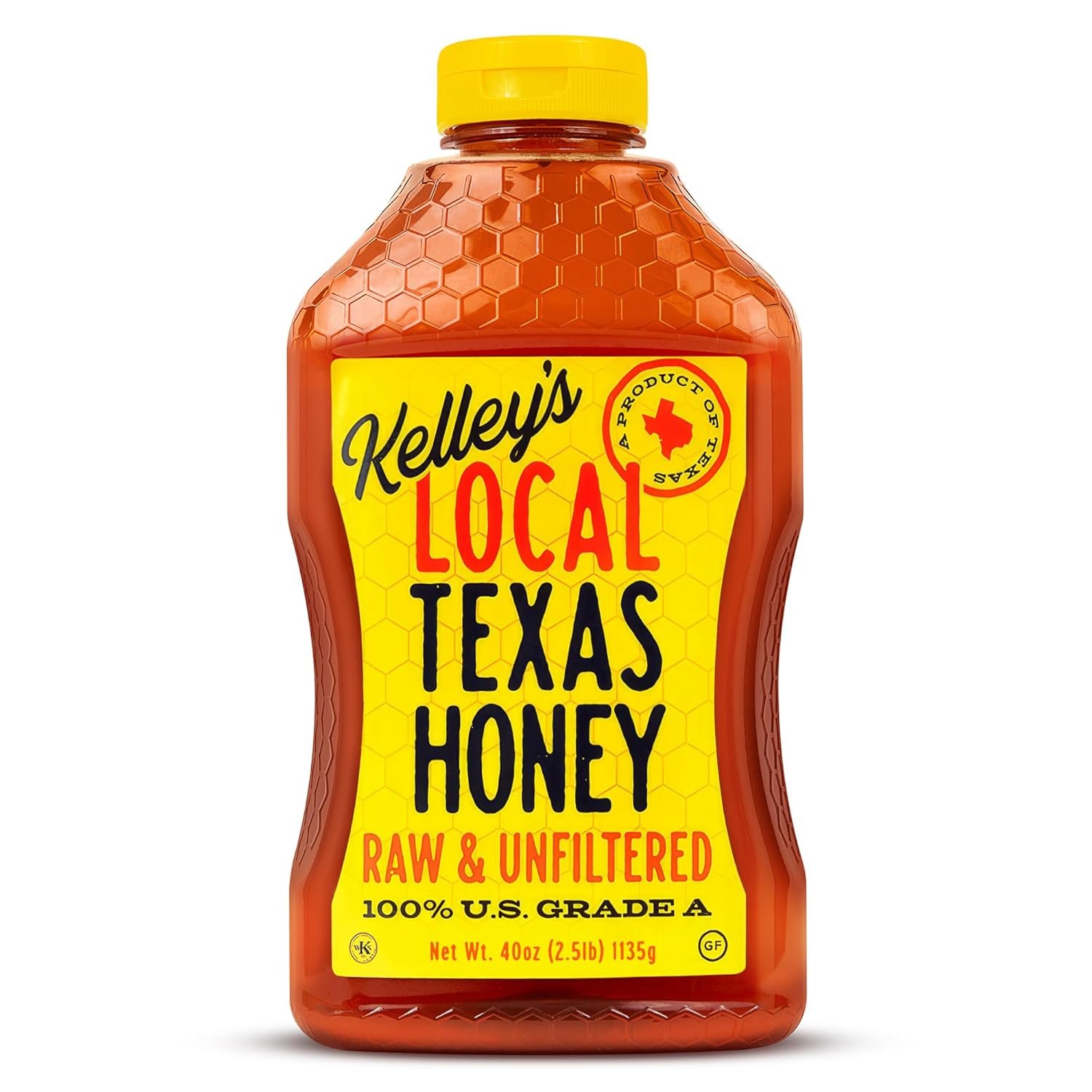 Kelley’s Local Texas Honey, 40 oz – 100% Pure, Raw & Unfiltered – All-Natural American Honey for Tea, Smoothies, Yogurt, Toasts, and BBQ