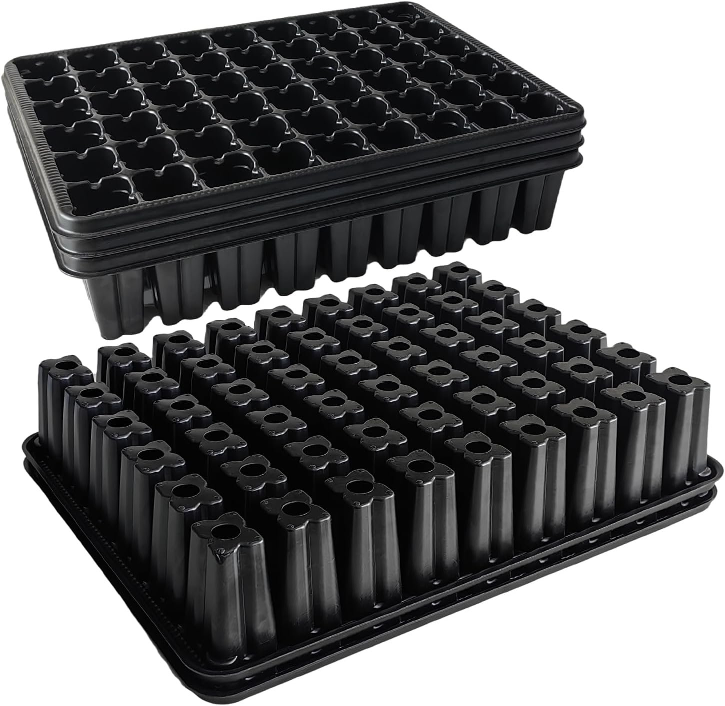 RooTrimmer 54 Cell Seed Starter Trays, 2.8″ Deep Plug Tray Seedling for TD377 Nursery Tray, Super Thick Reusable Trays for Easy Transplantation (11.14inch ×14.6 inch, 5-Pack)
