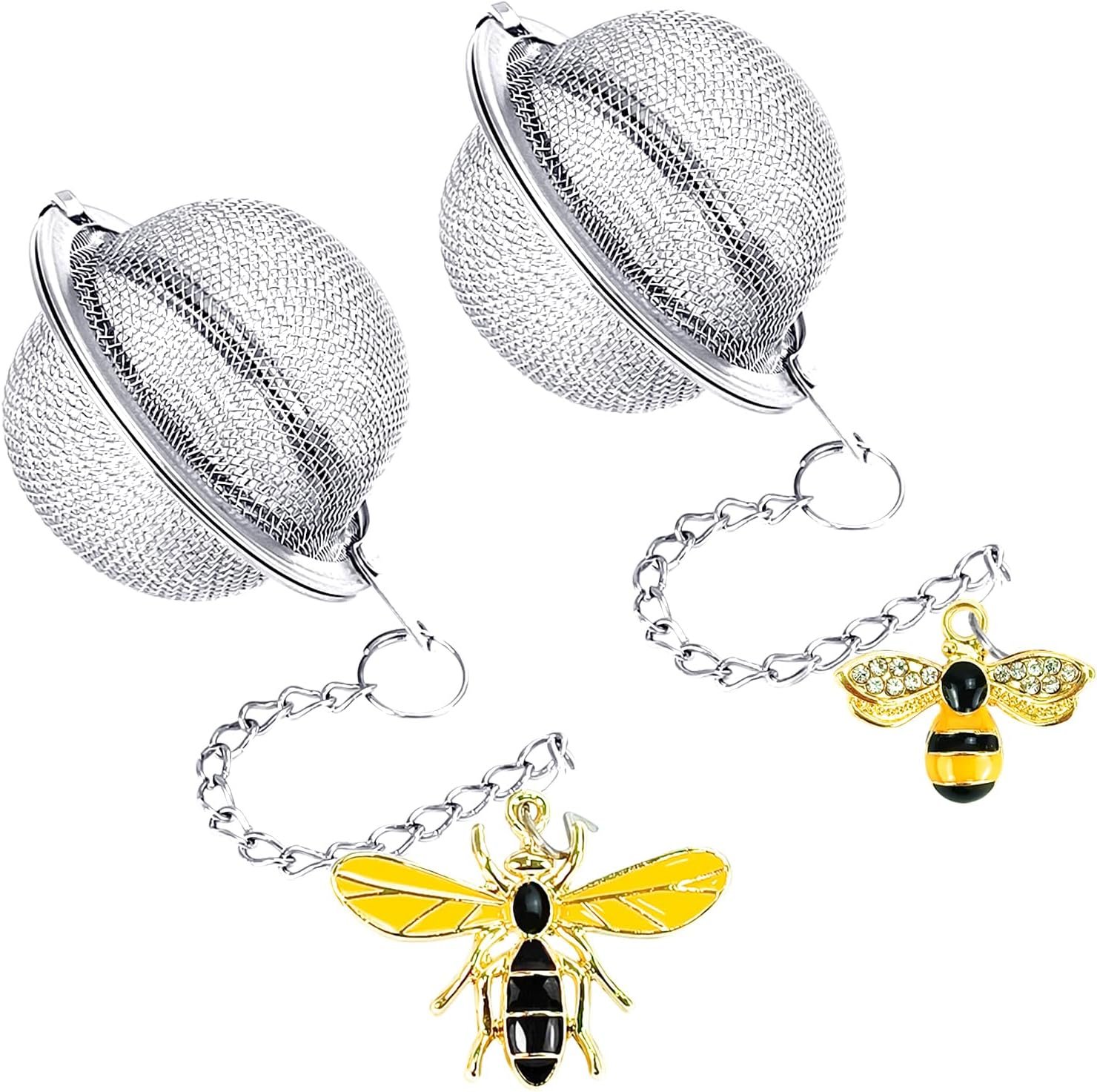 2PC Stainless Steel Mesh Tea Infuser,2.1 inch Tea Ball with Honey Bee