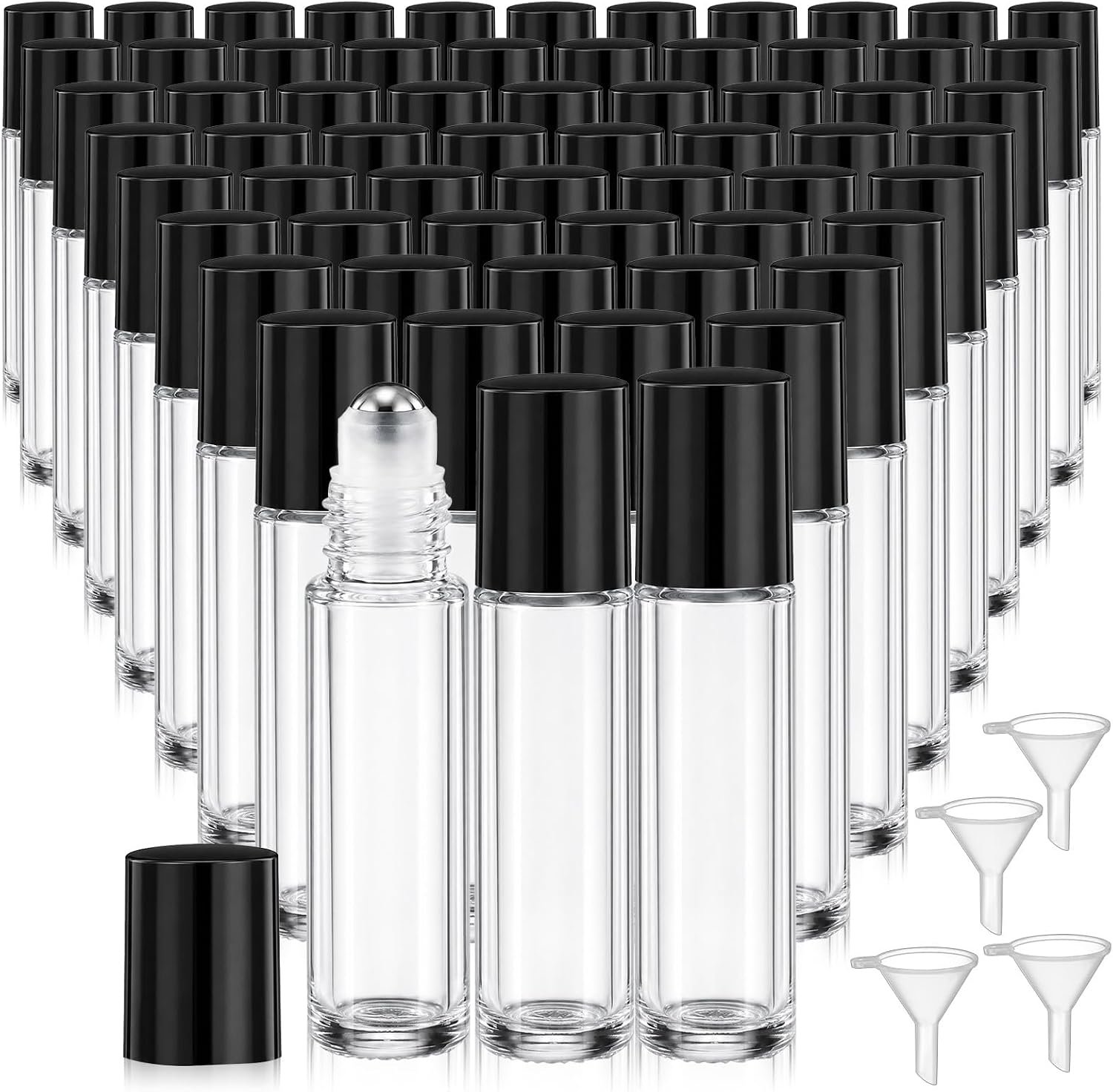 85 Pcs 10ml Essential Oil Roller Bottles with 4 Funnels