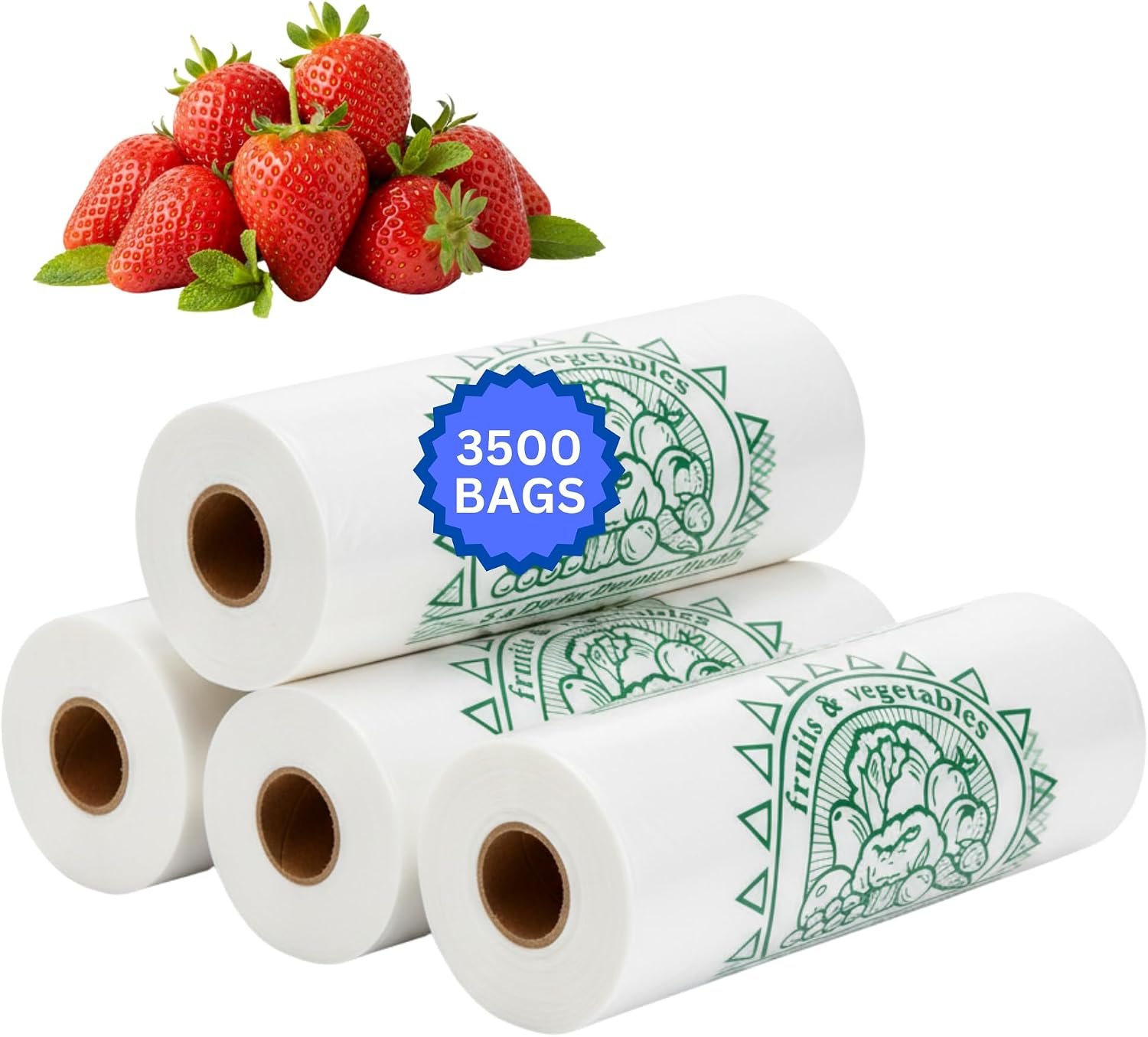 Retail Bags Direct Produce Bags, 10″ x 15″, 11 Micron, 3500 Count, 4 Rolls