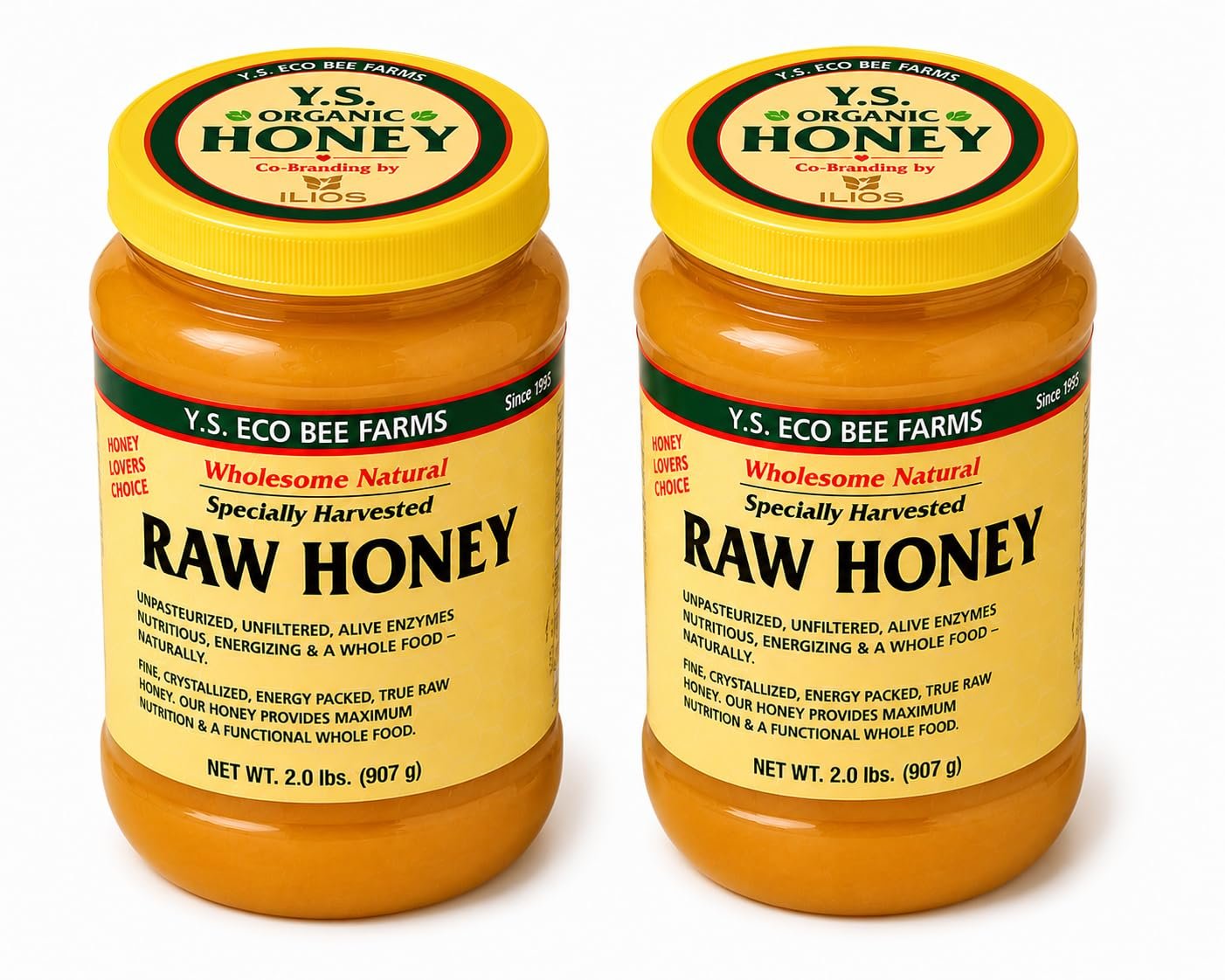 Y.S. Eco Bee Farms Raw Honey Organic Unfiltered, Organic Honey, Raw Unfiltered Honey, Pure Honey Raw Organic, Honey Jar, 2pk – 22 oz – ILIOS Packaging