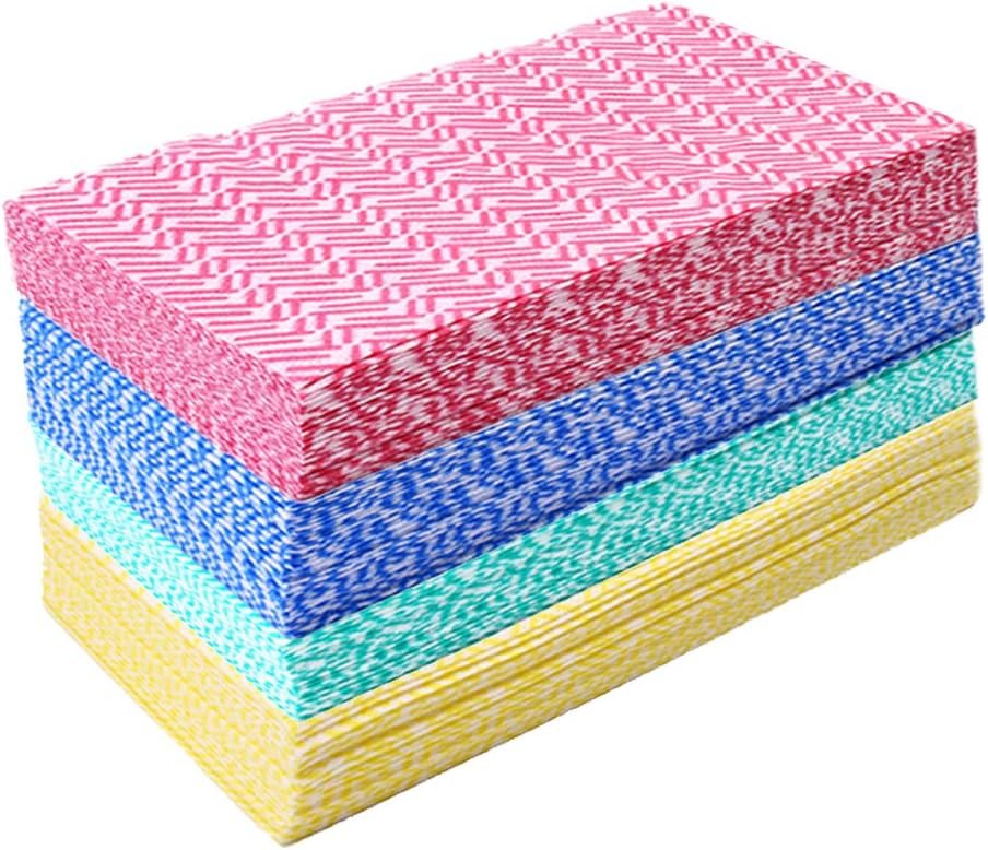 KMAKII Handi Wipe Reusable Cloths – Multi-Purpose Disposable Dish Cloths and Towels, Ultra Absorbent, Fast-Dry, Durable Cleaning Wipes for Kitchen and Home, 4colors, 11.8 x 21 inches, Pack of 80