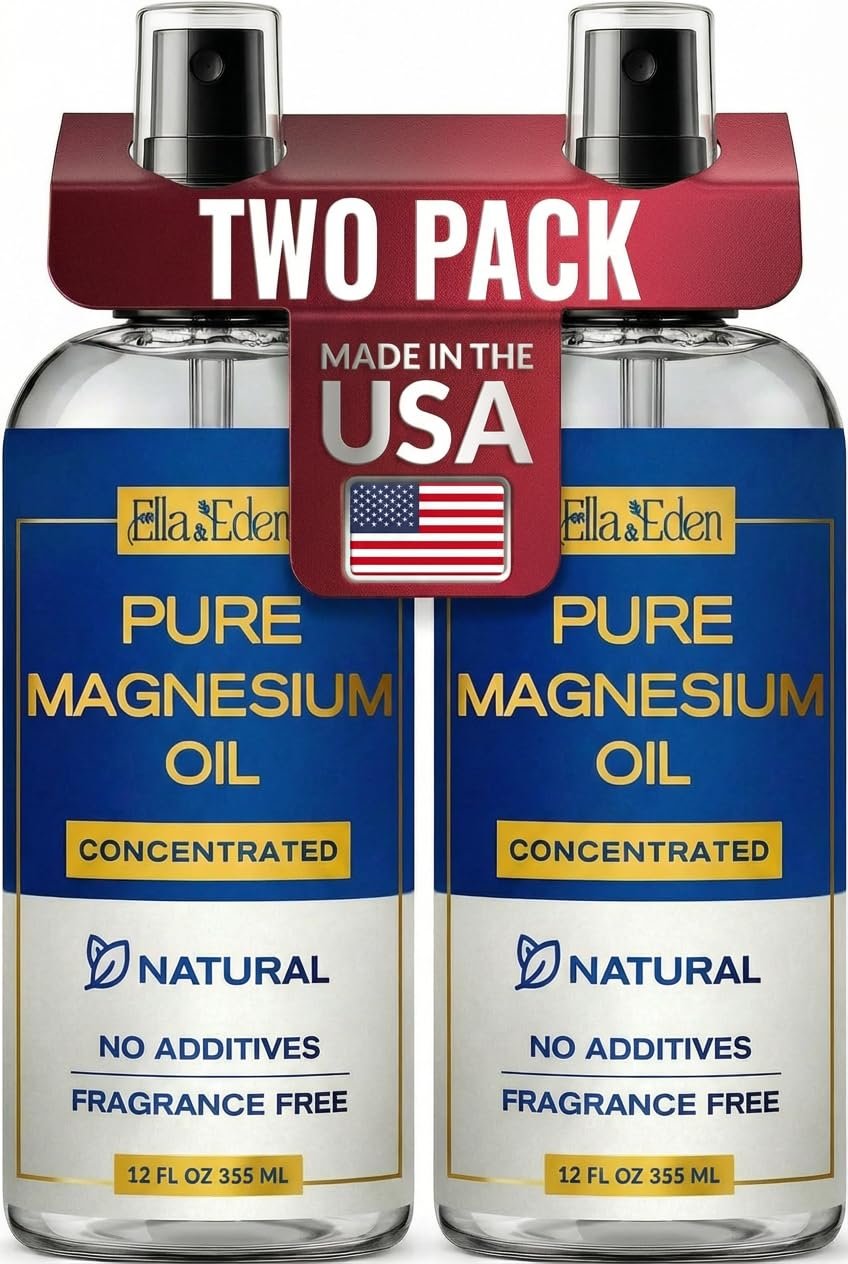 Magnesium Oil Spray 2-Pack for Feet, Sleep & Leg Cramps, 12 Oz Each