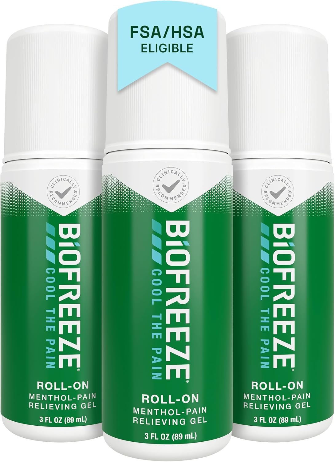 Biofreeze Pain Relief Roll On, Cooling Menthol Relief, 3 FL OZ (3 Pack)