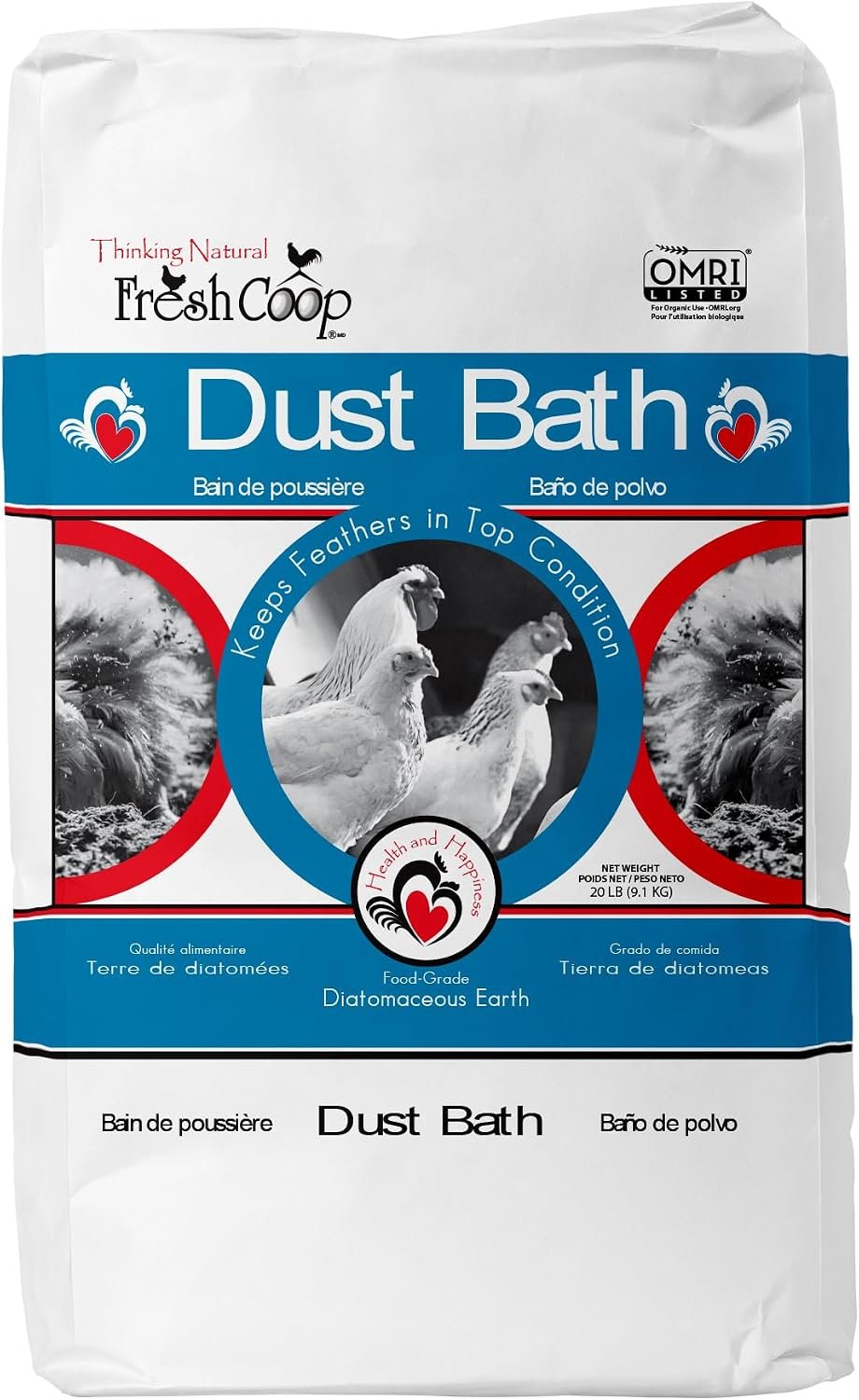 Progressive Planet Fresh Coop Dust Bath, 20lbs – Food-Grade Diatomaceous Earth & Calcium Montmorillonite Clay – Supports Healthy Feathers, Reduces Boredom & Encourages Natural Dust Bathing