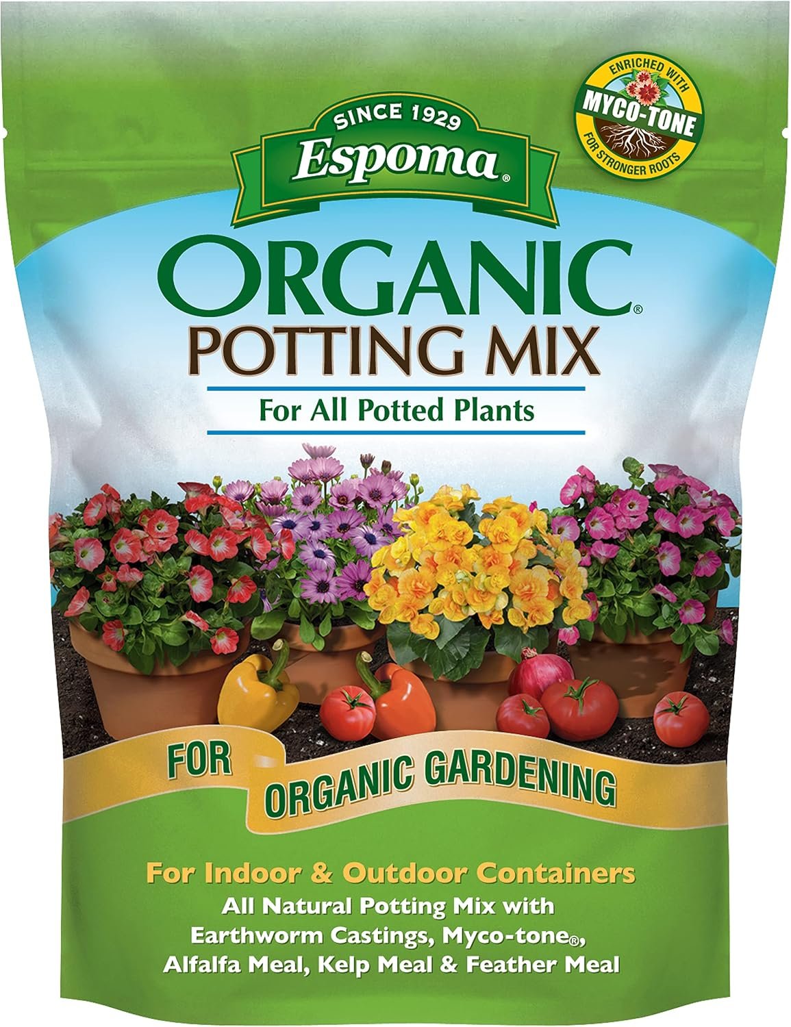 Espoma Organic Potting Soil Mix – All Natural Potting Mix for All Indoor & Outdoor Containers Including Herbs & Vegetables. for Organic Gardening, 8qt. Bag. Pack of 1