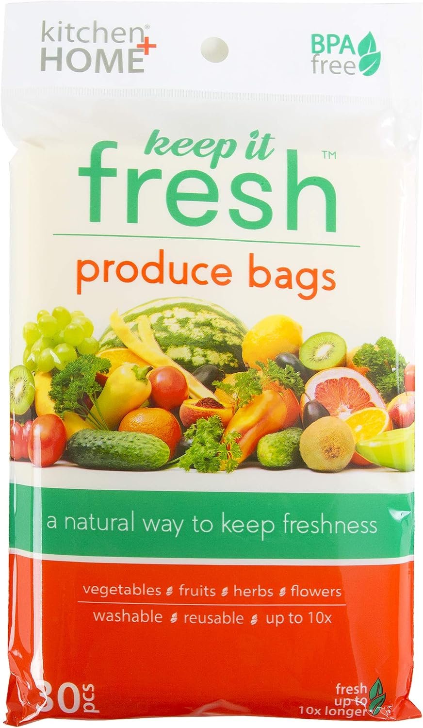 Keep it Fresh Produce Bags – 30 Reusable BPA Free Freshness Produce Bags & Twist Ties – Keeps Fruits, Veggies, and Flowers Fresher Longer