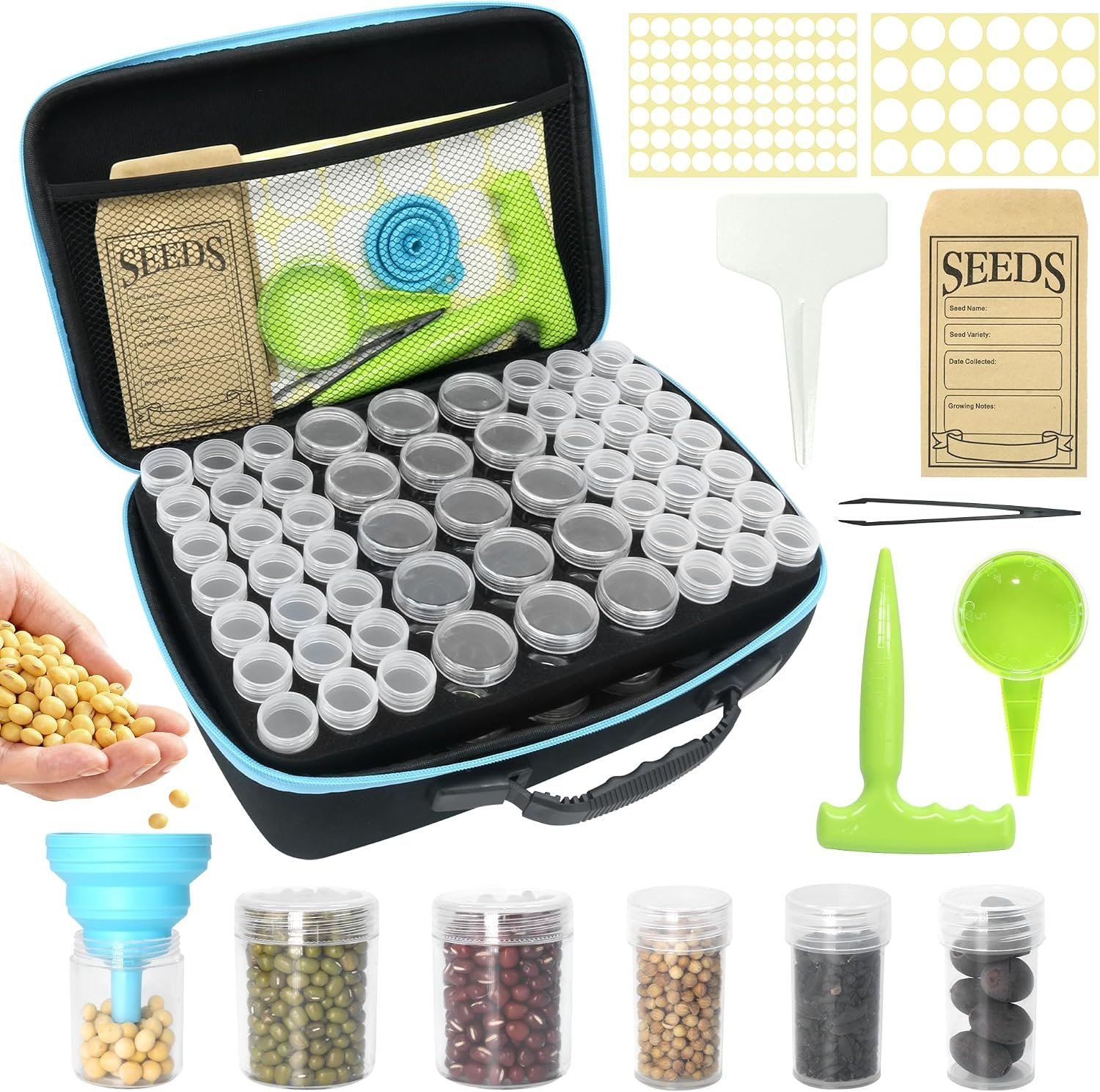 Seed Storage Organizer, 114 Slots Seed Storage Box with 20 Envelopes