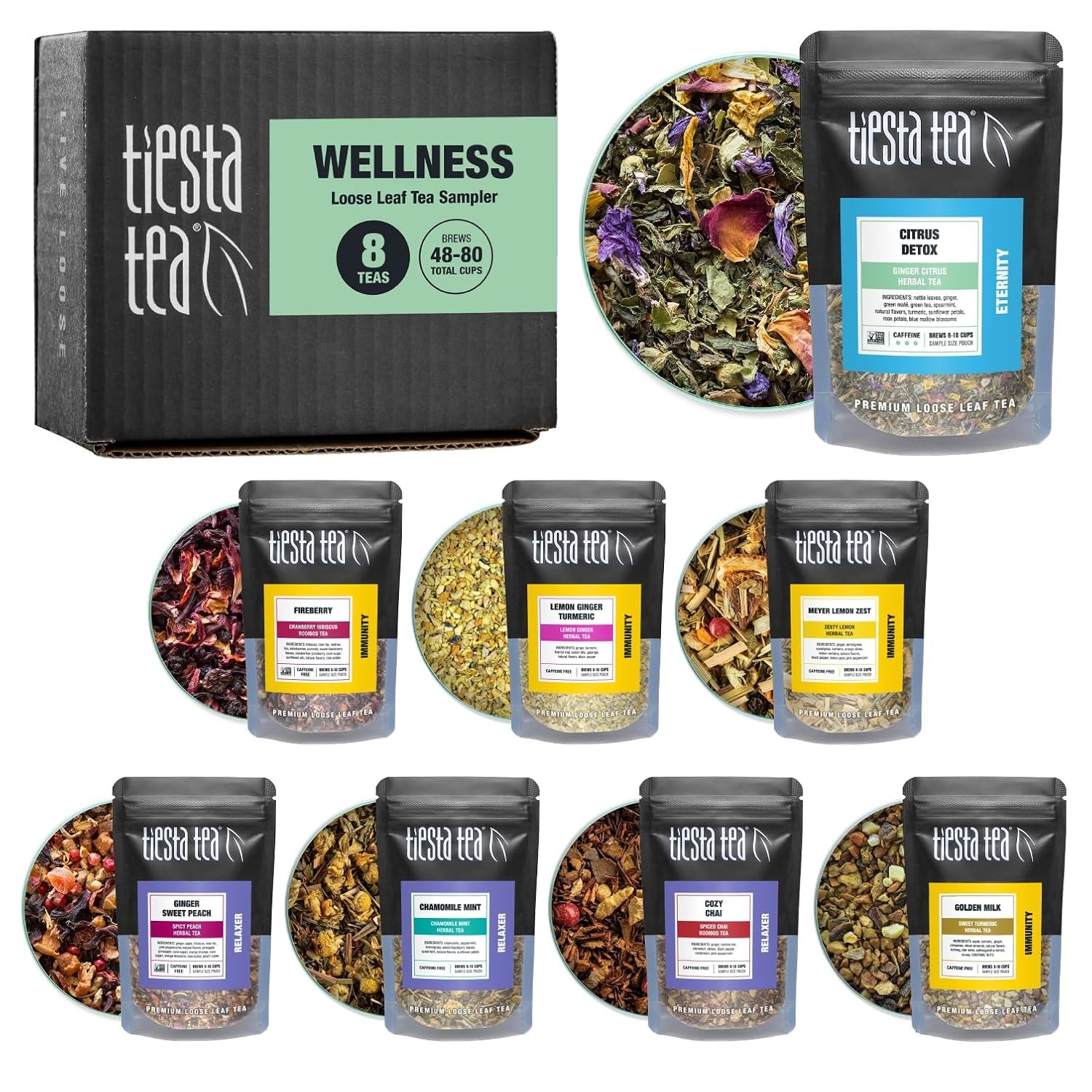 Tiesta Tea – Wellness Tea Sampler Dry Flight Set, Loose Leaf