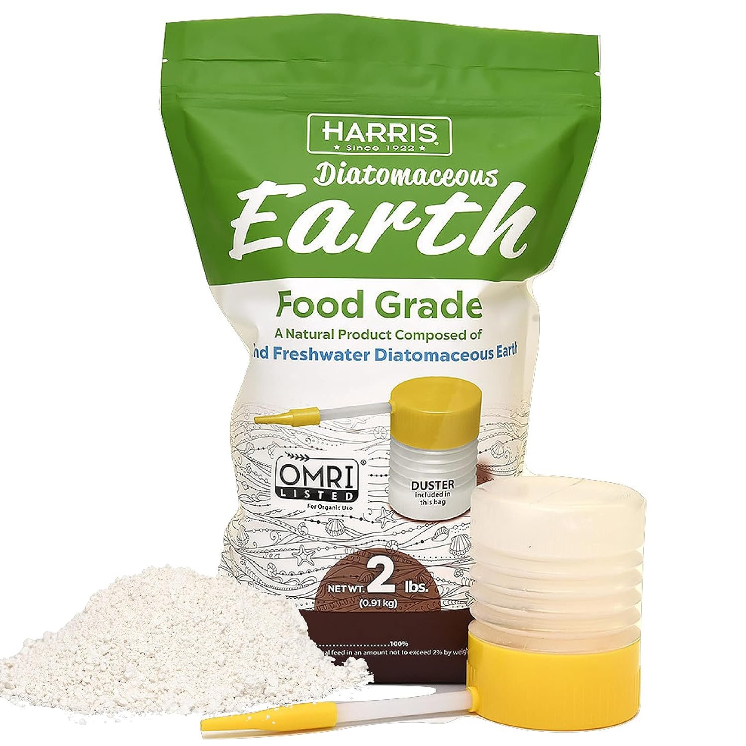 HARRIS Diatomaceous Earth Food Grade, 2lb with Powder Duster Included in the Bag
