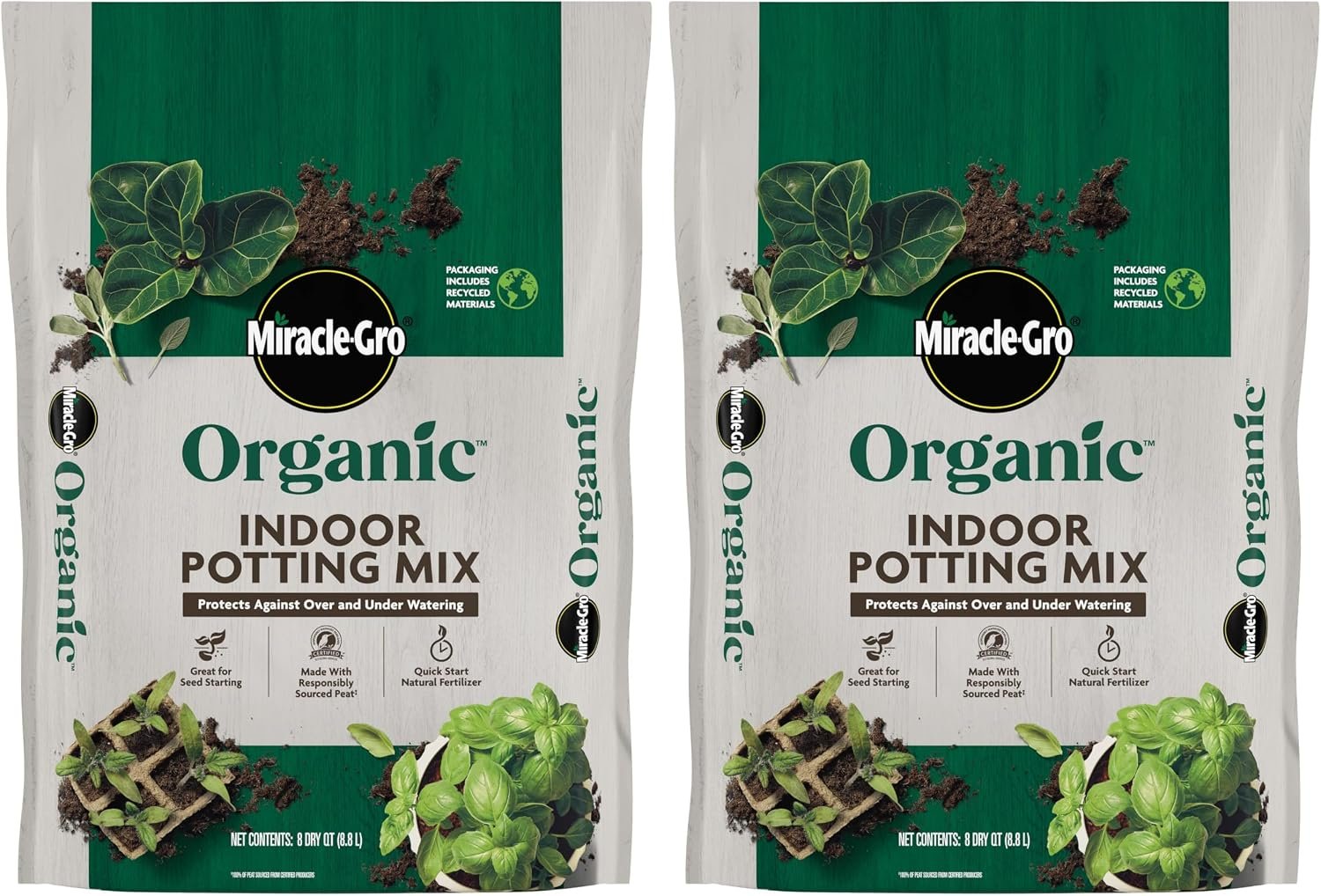 Miracle-Gro Organic Indoor Potting Mix, 8 qt. (2-Pack)