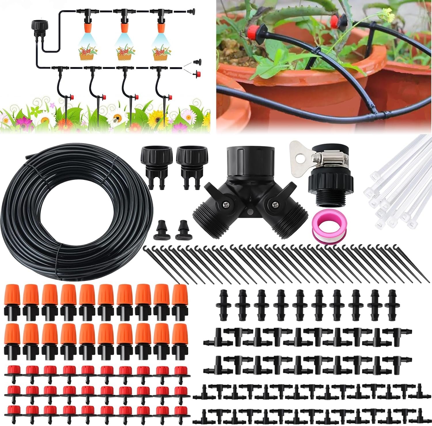 Drip Irrigation Kit, 1/4″ Blank Distribution Tubing