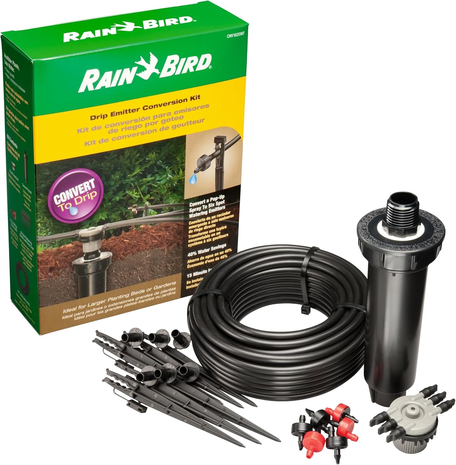 Rain Bird CNV182EMS Drip Irrigation Kit, 1/4″