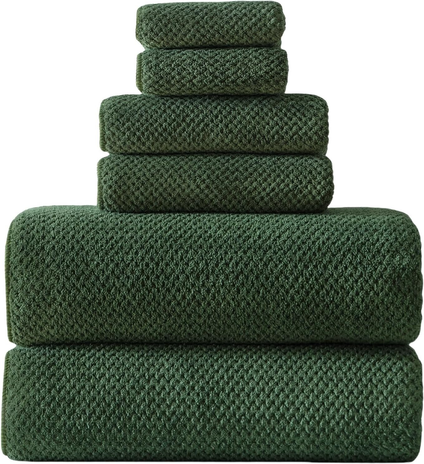 40×80 Inches Bath Sheets Towels for Adults Oversized Bath Towels Extra Large Luxury Super Soft Absorbent Quick Dry Microfiber (Olive Green,6PCS)
