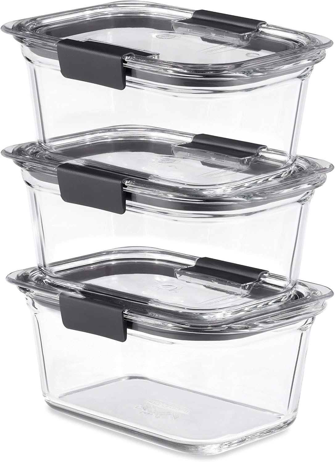 Rubbermaid Brilliance Glass Storage 4.7-Cup Food Containers with Lids Set of 3 Clear