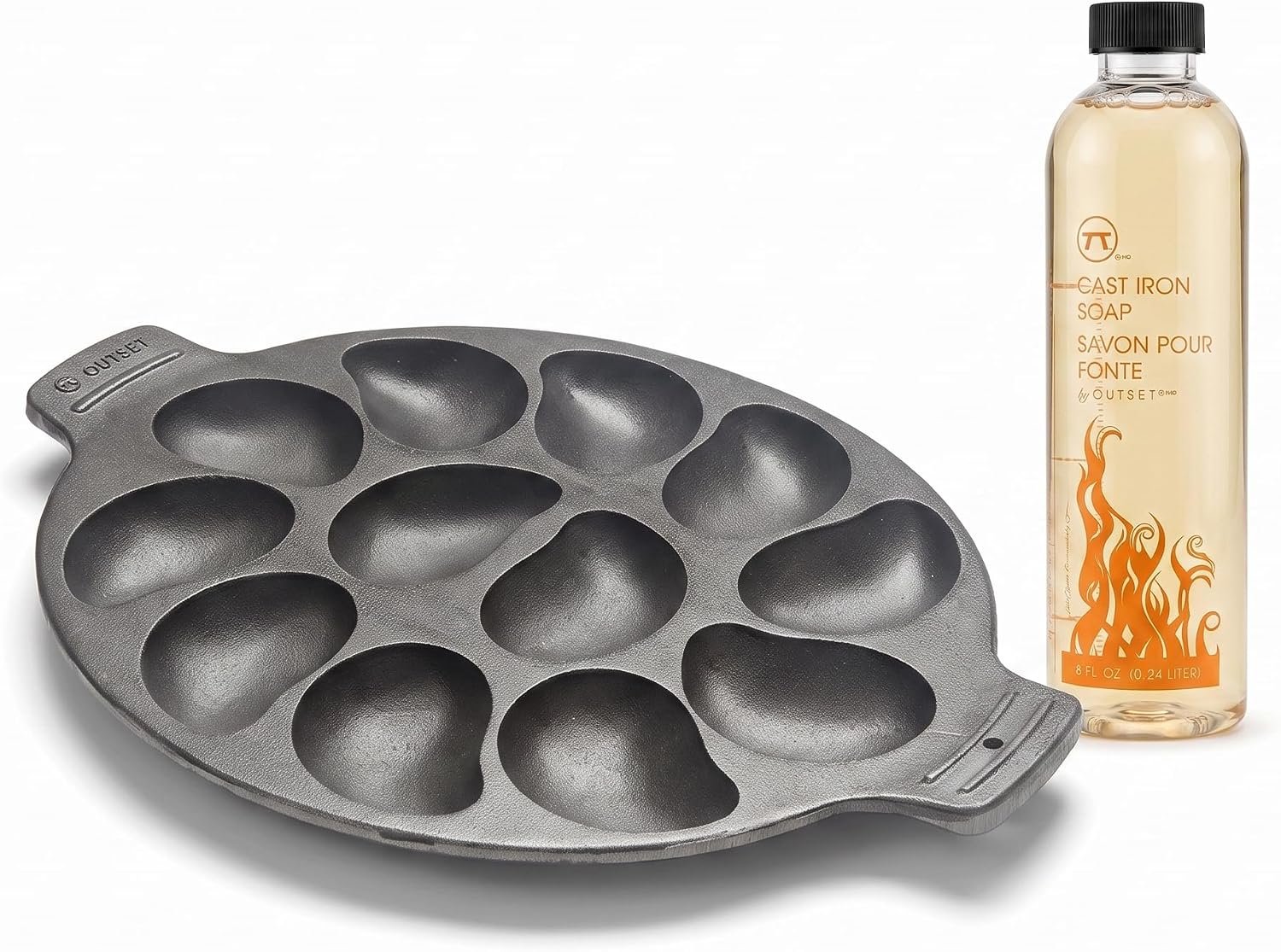 Outset Cast Iron Oyster Grill Pan and Cast Iron Soap Set