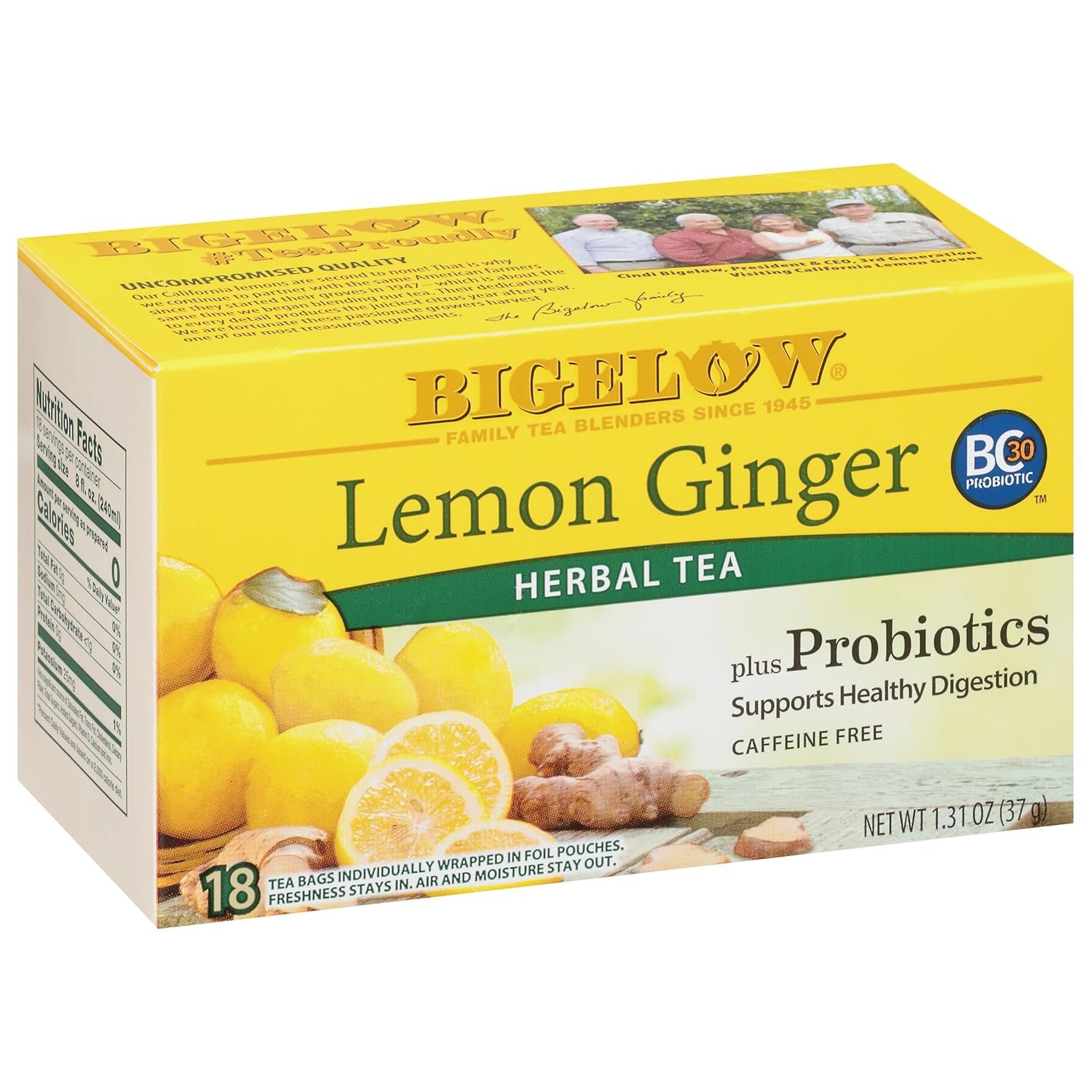Bigelow Tea, Tea Herb Plus Lemon Ginger (Caffeine Free), 18 Count