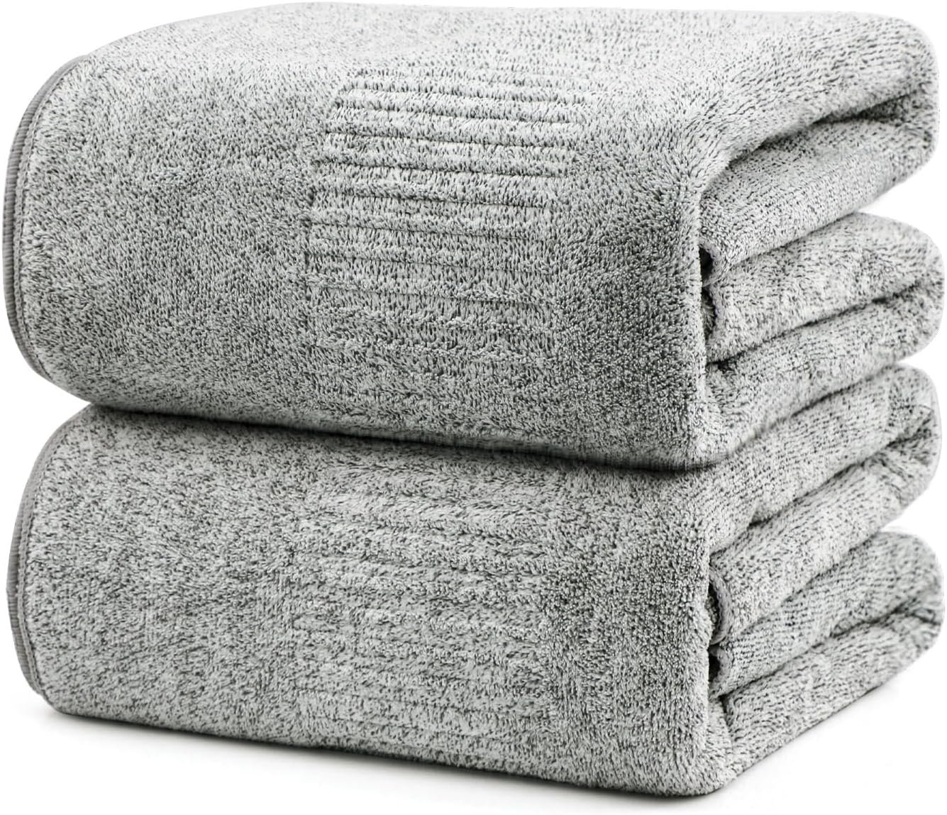 SEISSO Bath Towels, Extra Absorbent & Quick Drying Towels for Bathroom, Viscose Made from Bamboo Soft Bath Sheet (35 x 63inch), Premium Towel Multipurpose Use for Fitness, Spa, Yoga, Grey (2pack)