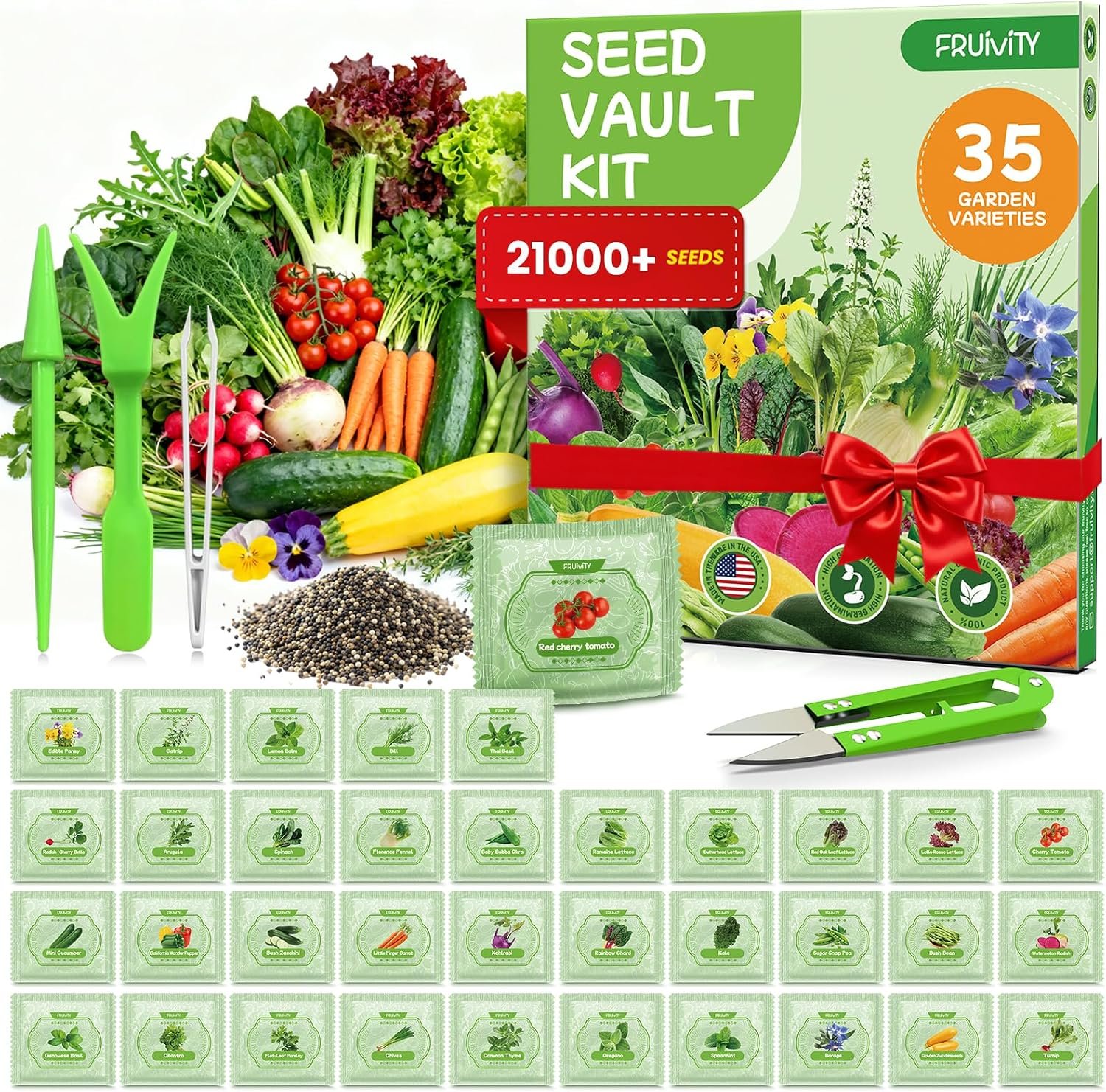 35 Heirloom Seeds Variety Pack – 21000+ Seeds for Planting Vegetables and Fruits, Home Garden Seeds for Hydroponic, Indoor and Outdoor, Unique Garden Starter Set Gift for Mother, Women…