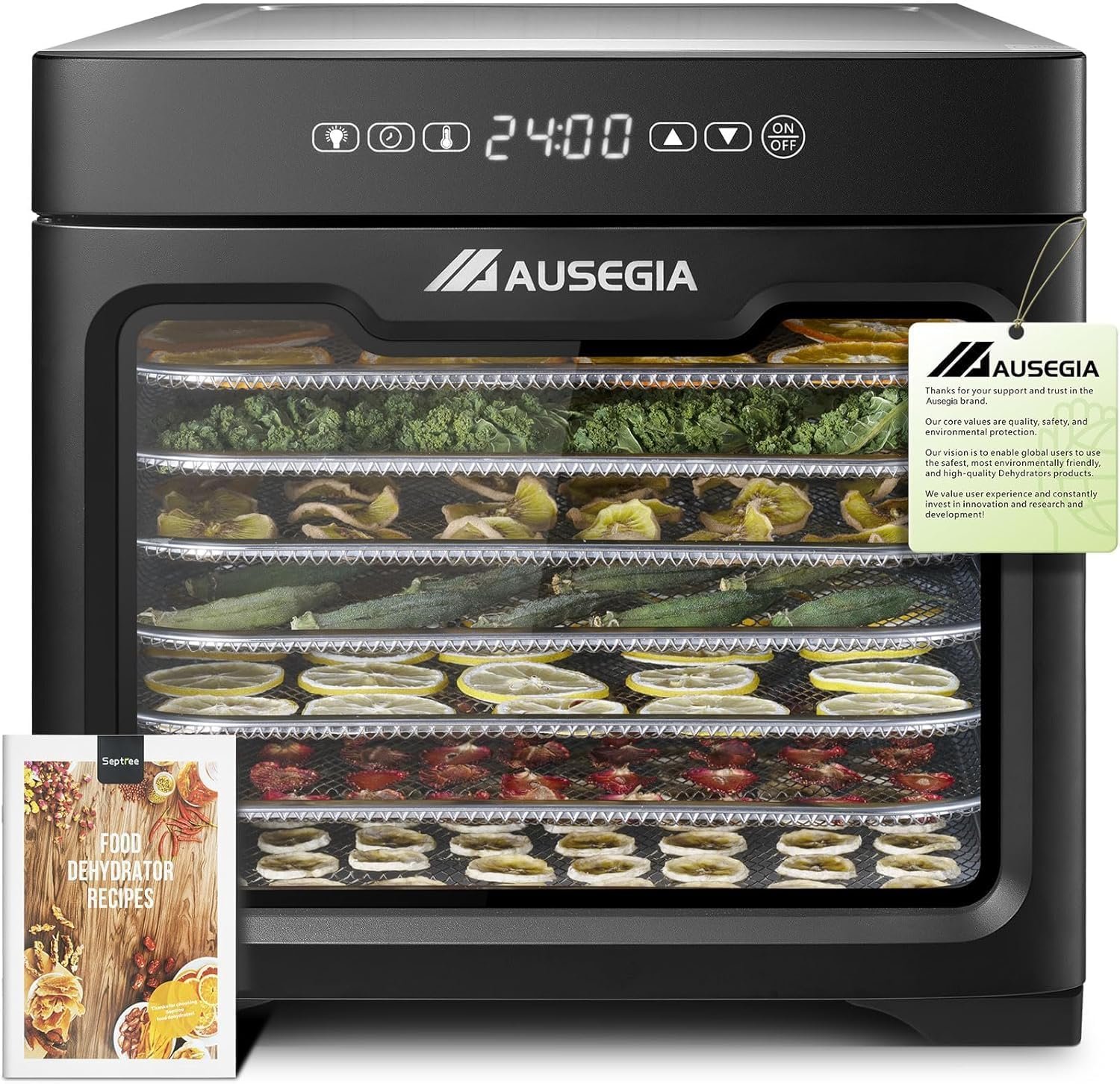 Commercial Large Food Dehydrator, Usable Area up to 9 ft², 800W Full Stainless Steel Dryer Machine, up to 190℉ Temperature, for Meat, Fruit, Veggies, Beef, Herbs