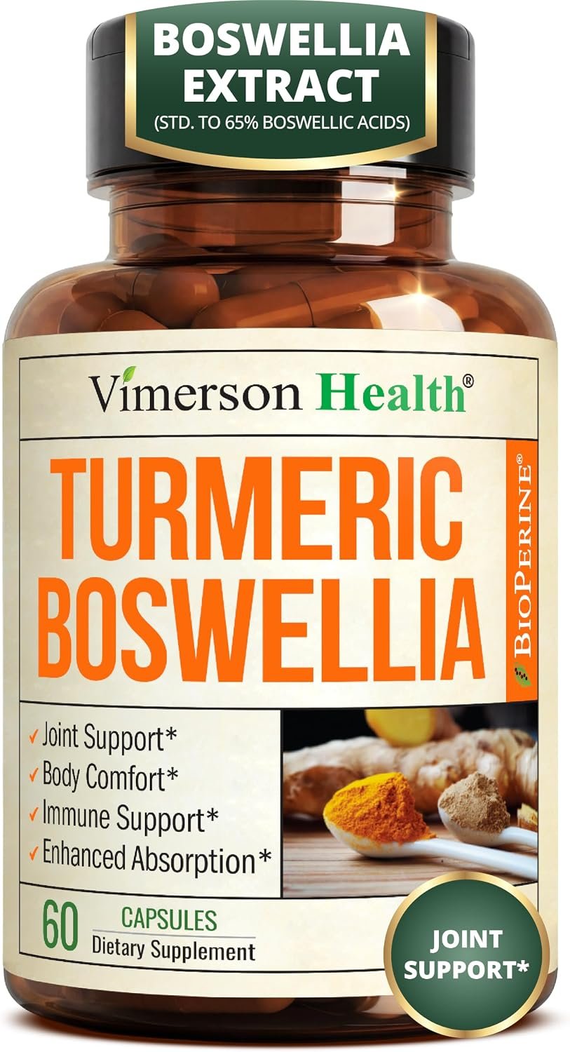 Boswellia Serrata Turmeric Curcumin Supplement: Organic Tumeric, Boswellia Extract, Ginger & BioPerine for Max Absorption – Inflammation & Joint Supplements for Men & Women – Non-GMO – 60 Capsules
