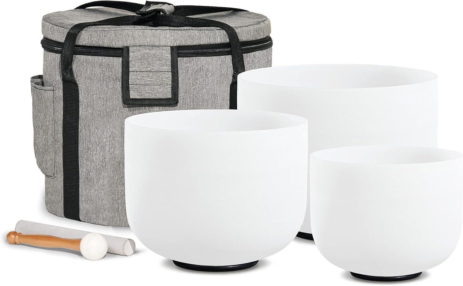 CVNC Crystal Singing Bowls Set of 3 440HZ 6″ A 8″ F and 10″ C