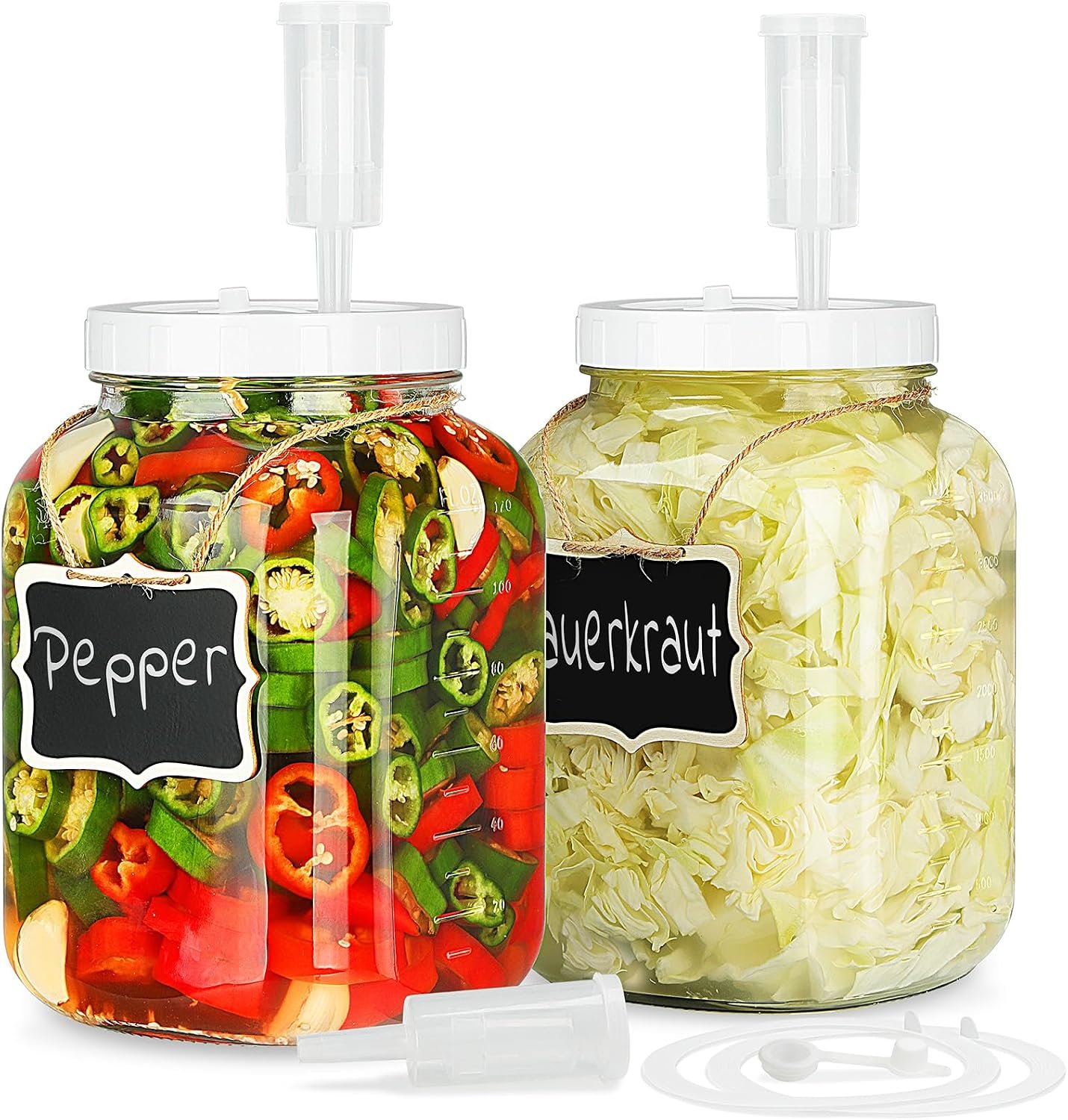 1 Gallon Large Fermentation Jars, 4.3″ Wide Mouth Glass Jar, 2 Pack