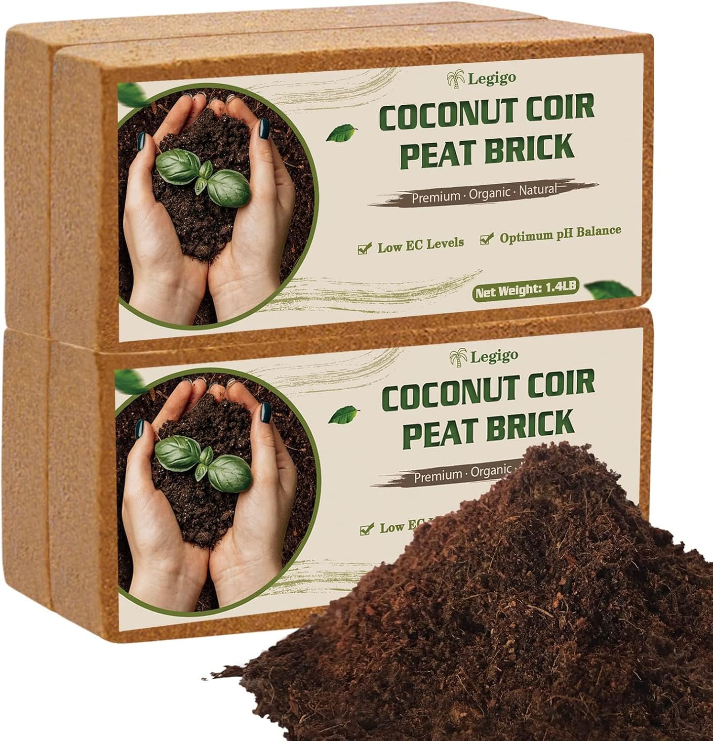 Legigo 4 Pack Coco Coir Bricks for Plants- 100% Organic Coconut Coir Soil