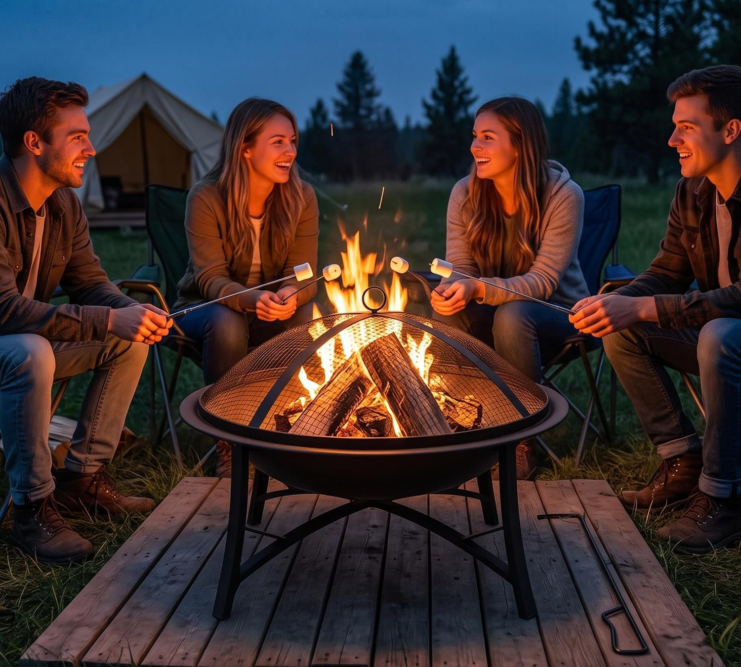 Fire Beauty Outdoor Wood‑Burning Fire Pit, 2‑in‑1 BBQ Grill, No Grill Grate
