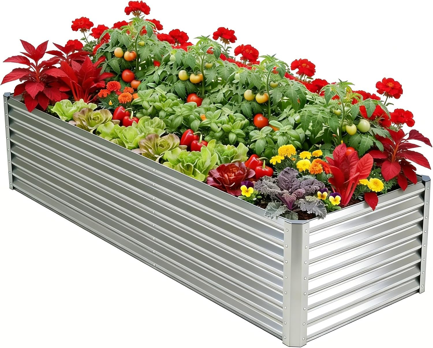 8x4x2ft Raised Garden Bed, Deep Root Planter Box, Silver,1 Pack